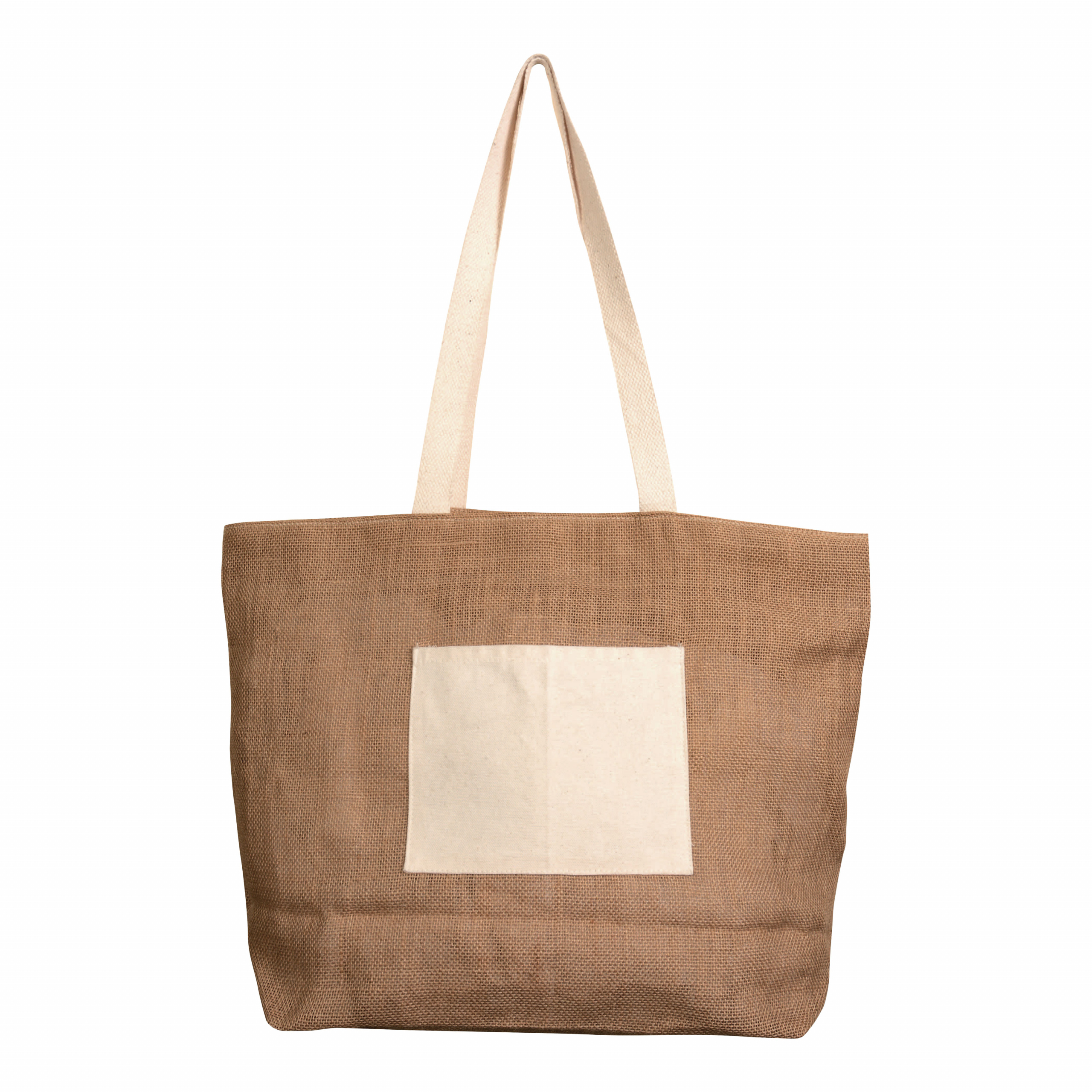Bolsa con asas, bolsillo frontal y cierre cremallera., Natural, , , ,