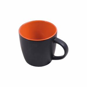 Taza negra de cerámica con dentro colorado (caja individual) (0,35 L), Naranja, , , ,