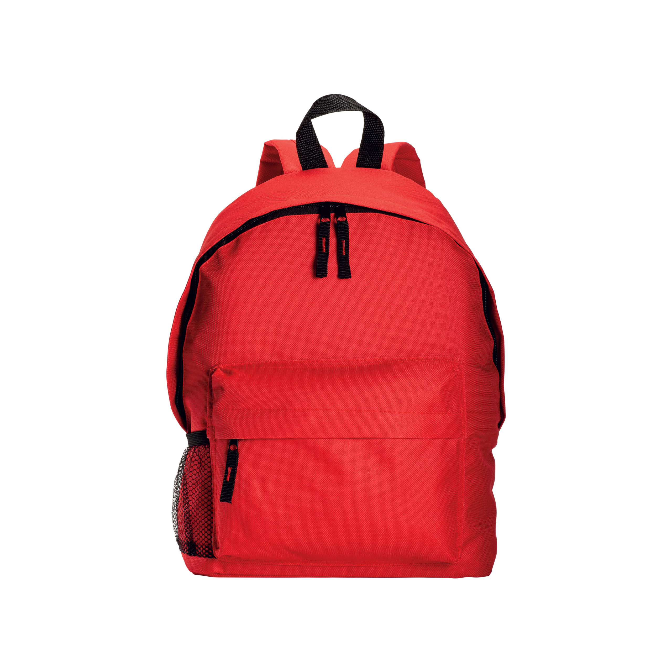Mochila con bolsillo frontal y lateral de red., Rojo, , , ,