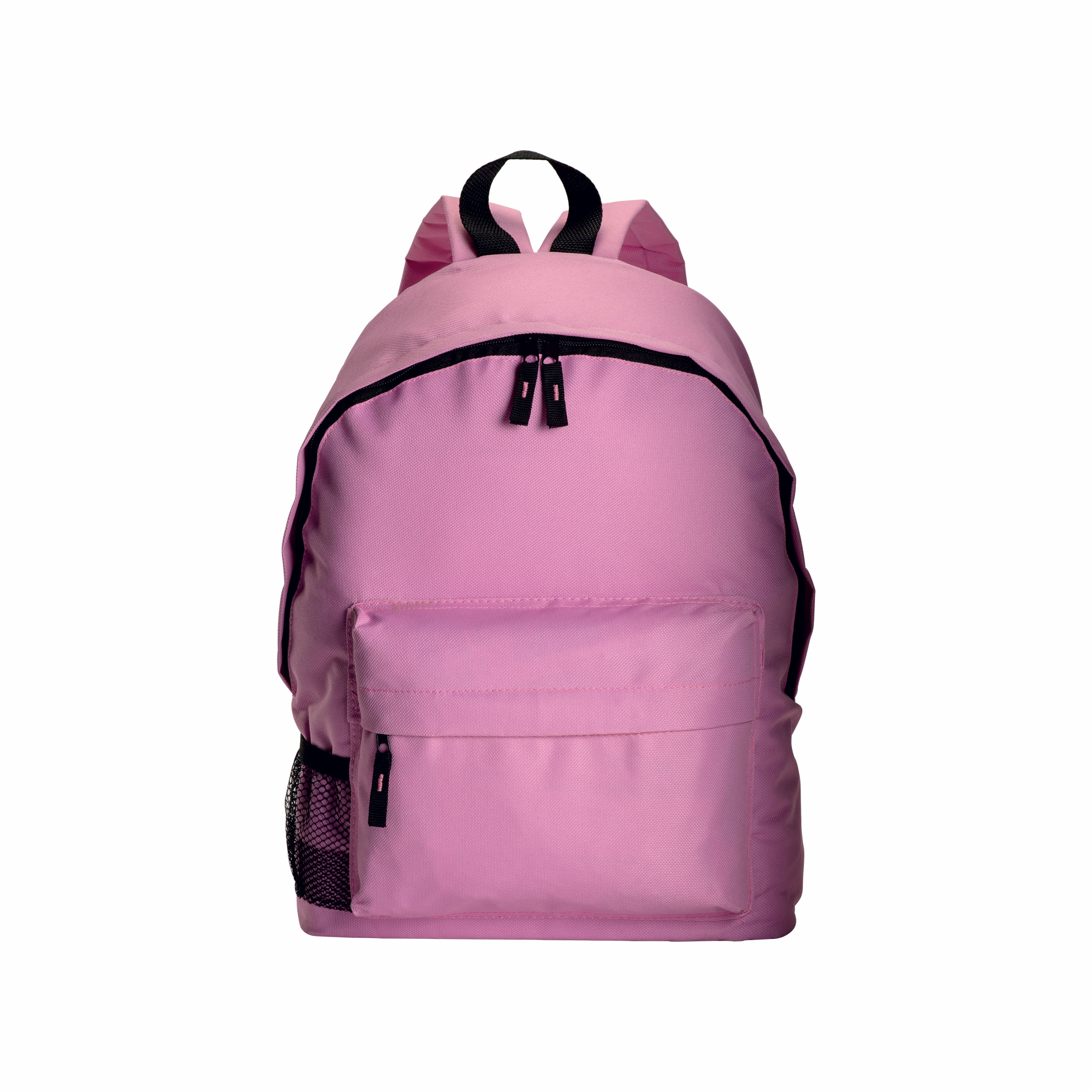 Mochila con bolsillo frontal y lateral de red., Rosado, , , ,