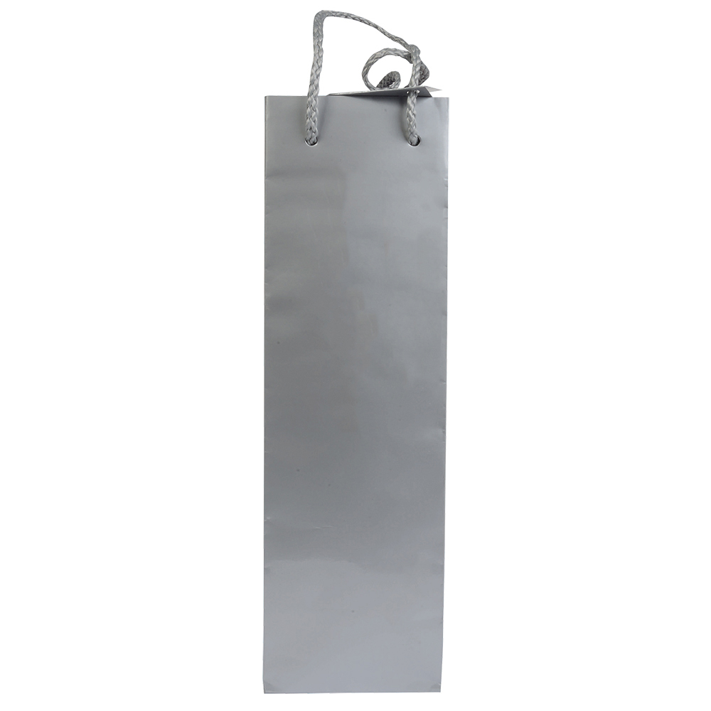 Titular de la botella bolsa de papel laminado y cordón manijas + tarjetas de visita, Plata, , , ,