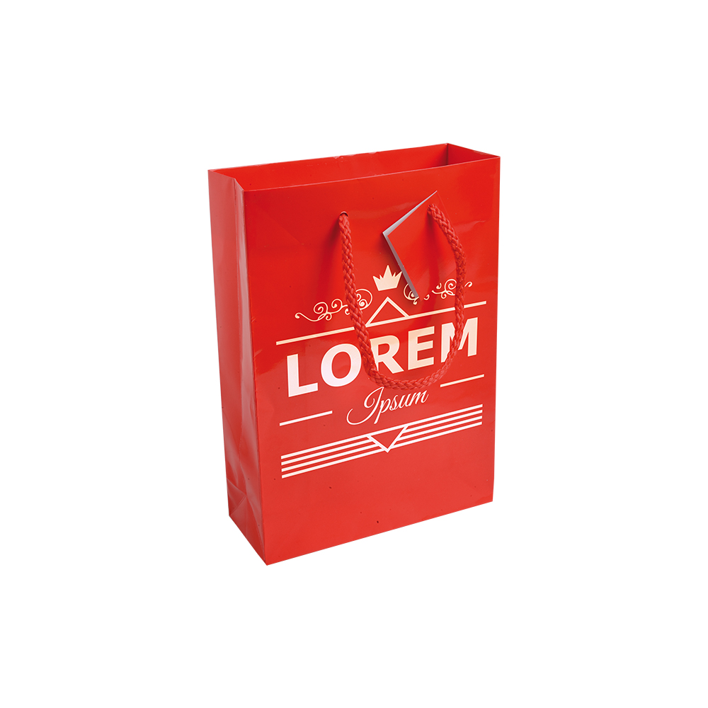Bolsa de papel plastificado y cable de mangos + tarjetas de visita, Rojo, , , ,