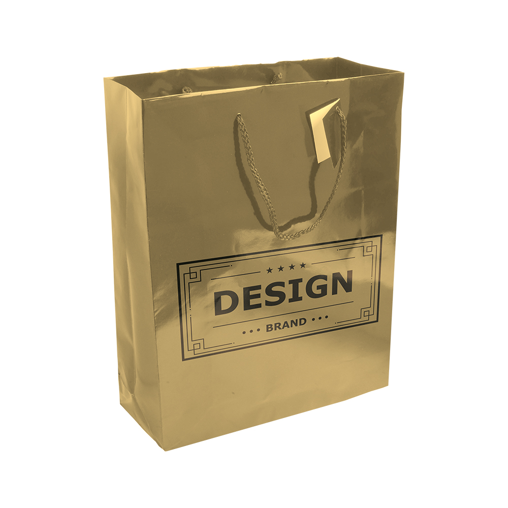 Bolsa de papel plastificado y cable de mangos + tarjetas de visita, Dorado, , , ,