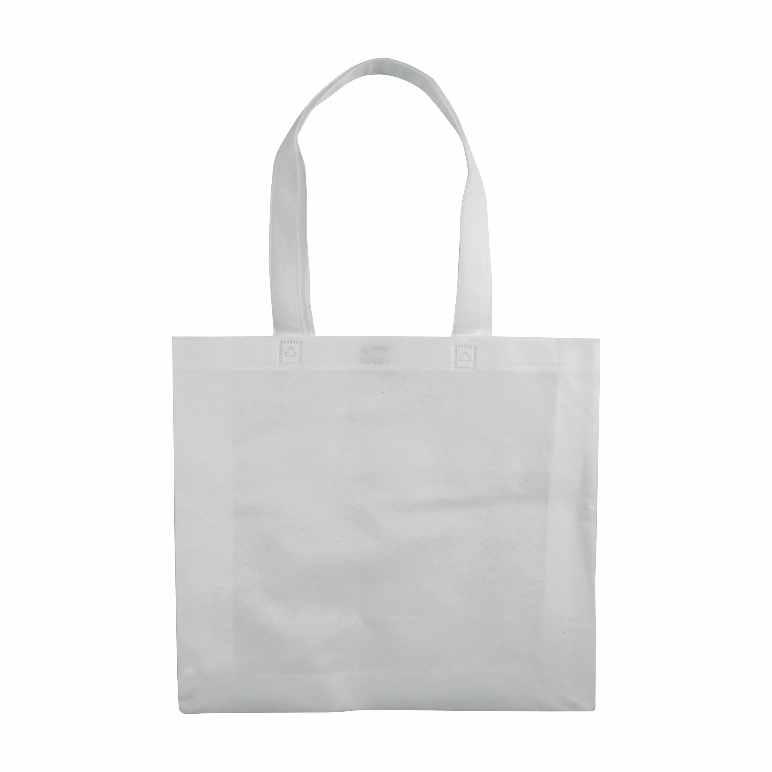 Bolsa de tejido sin tejer termosoldado, asas largas y fuelle, Blanco, , , ,