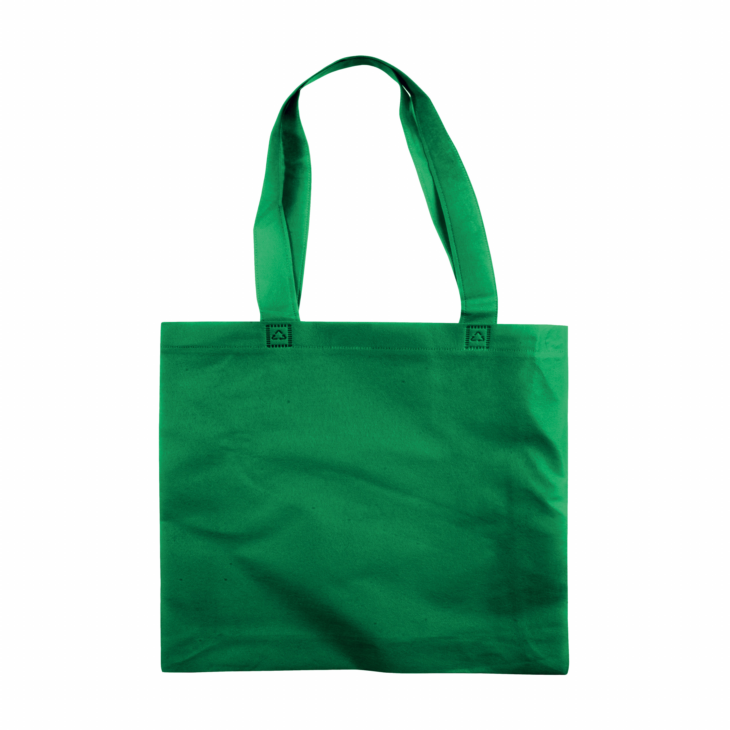 Bolsa de tejido sin tejer termosoldado, asas largas y fuelle, Verde, , , ,