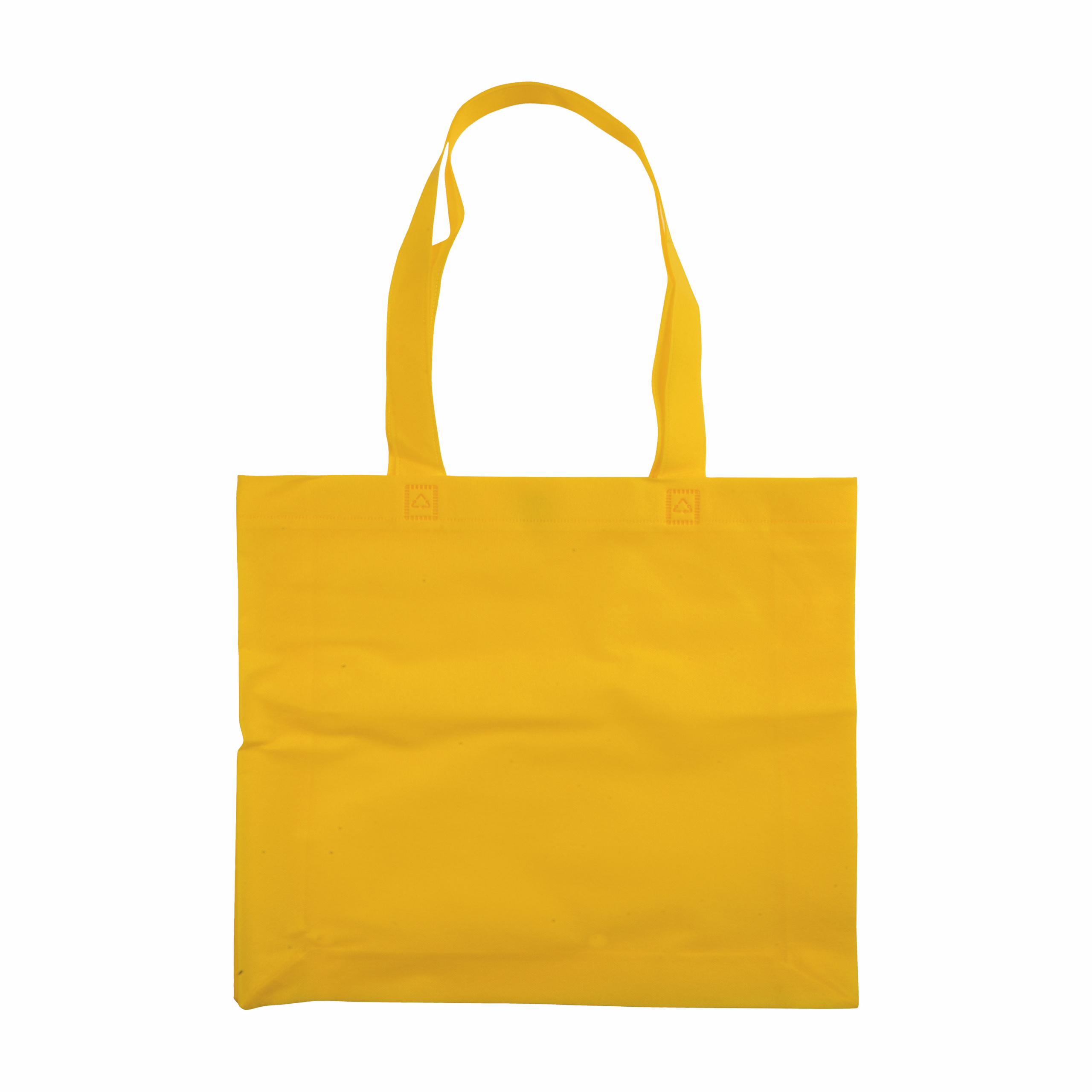 Bolsa de tejido sin tejer termosoldado, asas largas y fuelle, Amarillo, , , ,