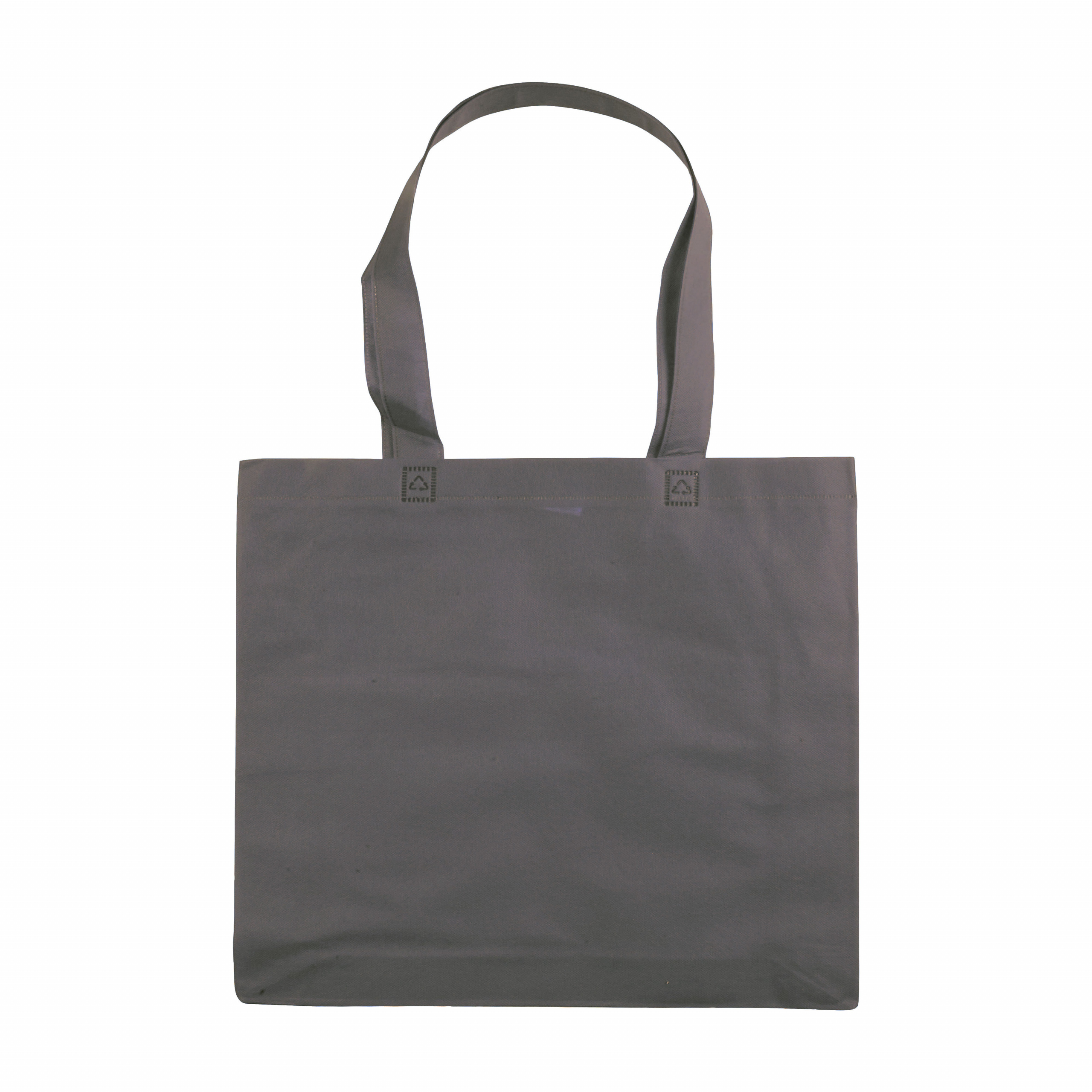 Bolsa de tejido sin tejer termosoldado, asas largas y fuelle, Gris, , , ,