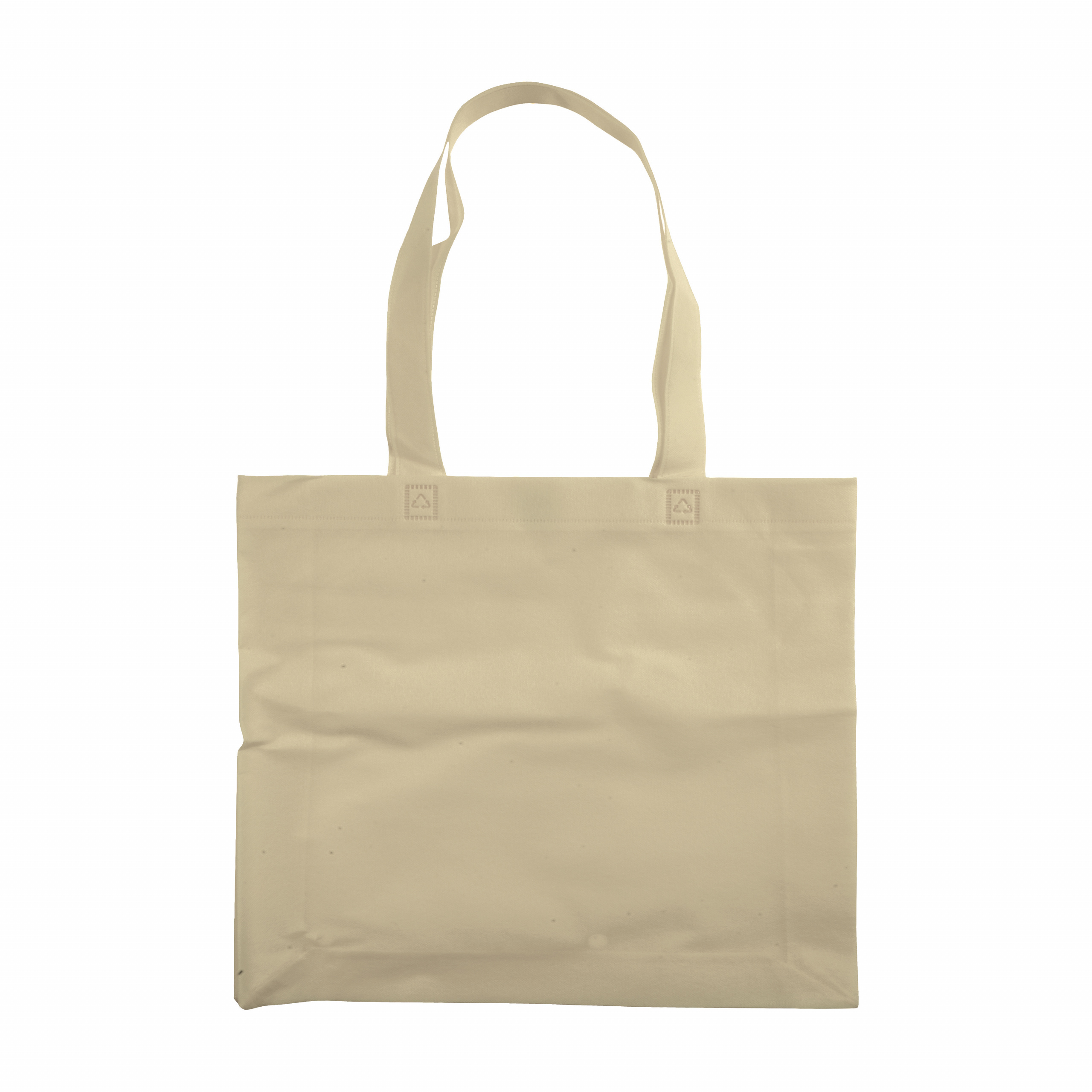 Bolsa de tejido sin tejer termosoldado, asas largas y fuelle, Natural, , , ,