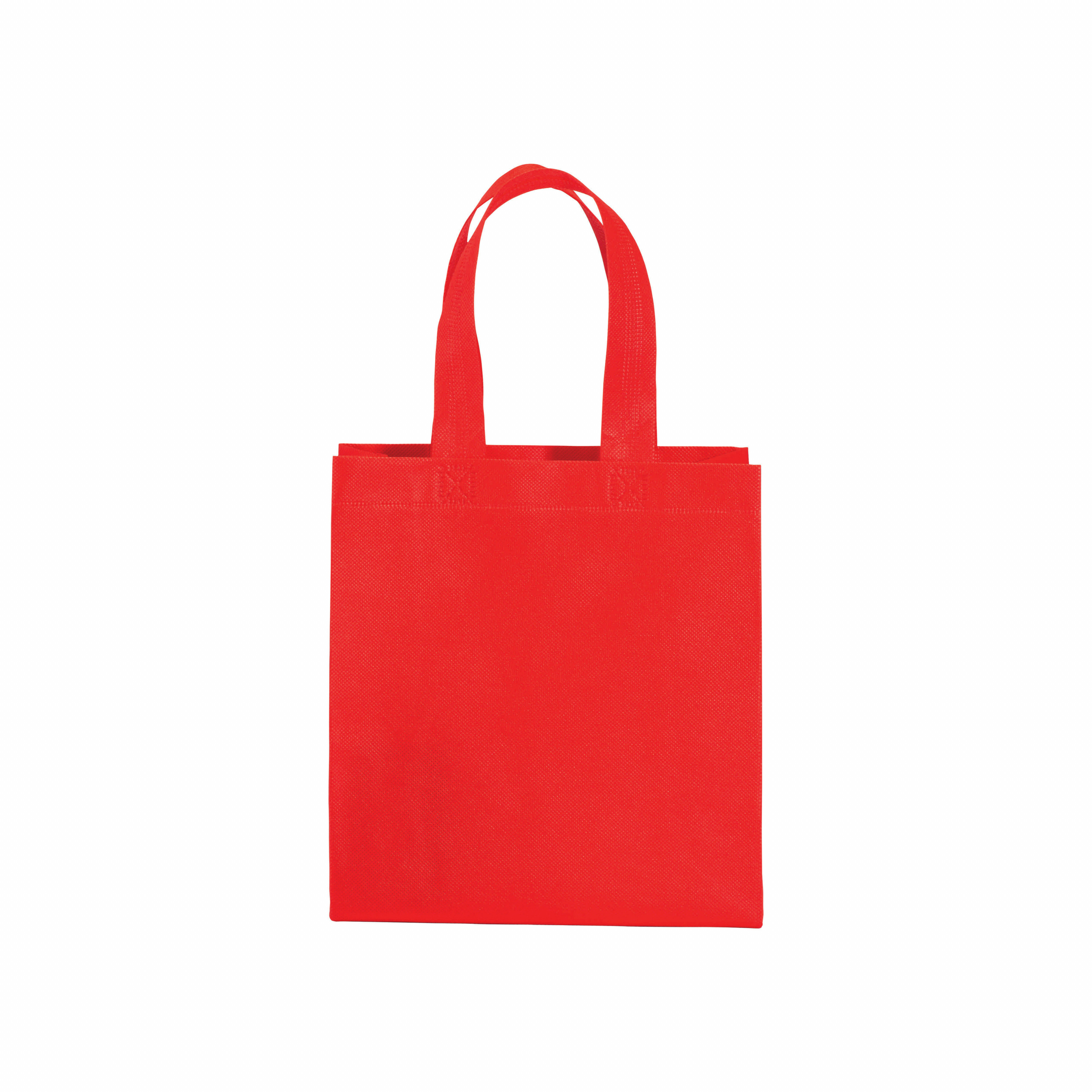 Bolsita de tejido sin tejer termosoldado, asas cortas y fuelle, Rojo, , , ,