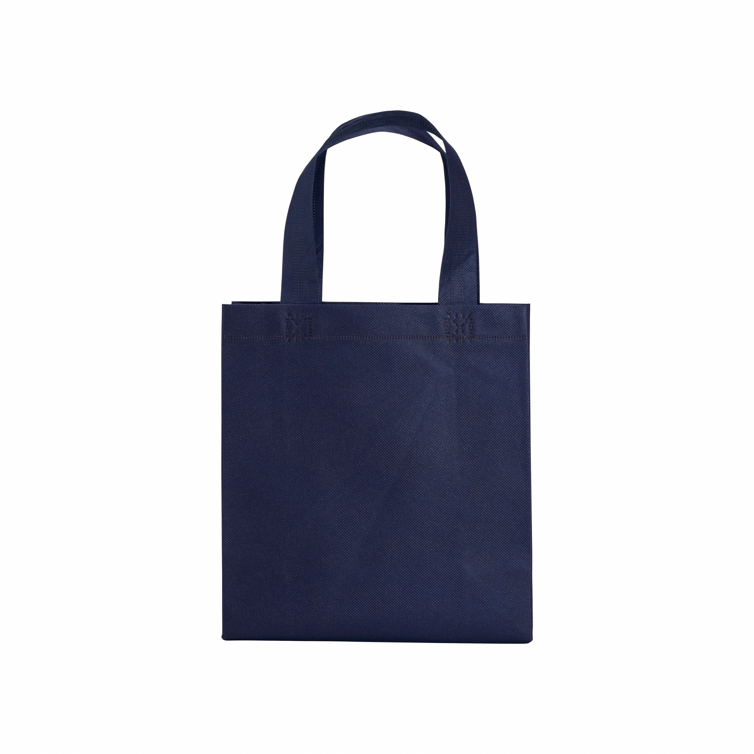 Bolsita de tejido sin tejer termosoldado, asas cortas y fuelle, Azul, , , ,