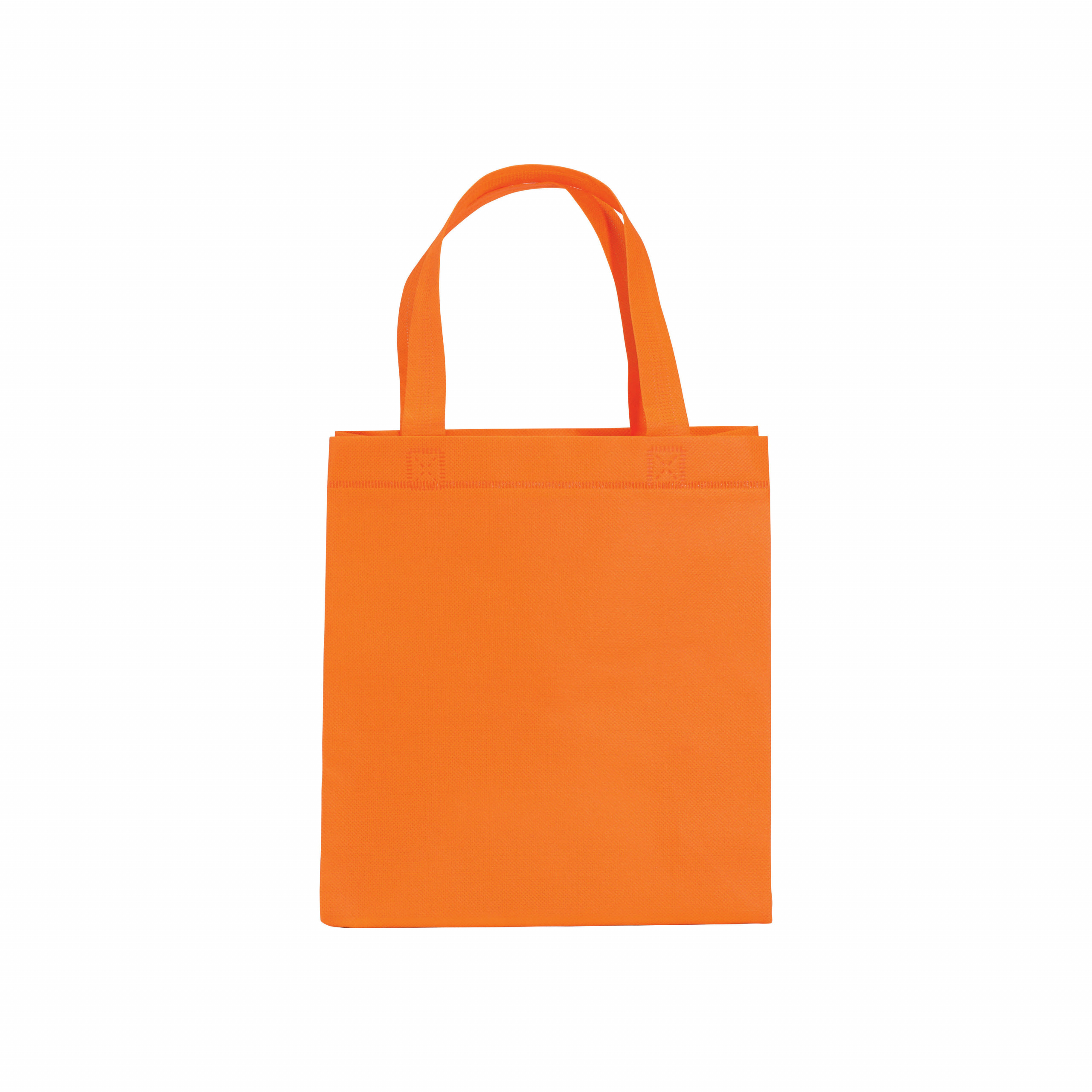 Bolsita de tejido sin tejer termosoldado, asas cortas y fuelle, Naranja, , , ,