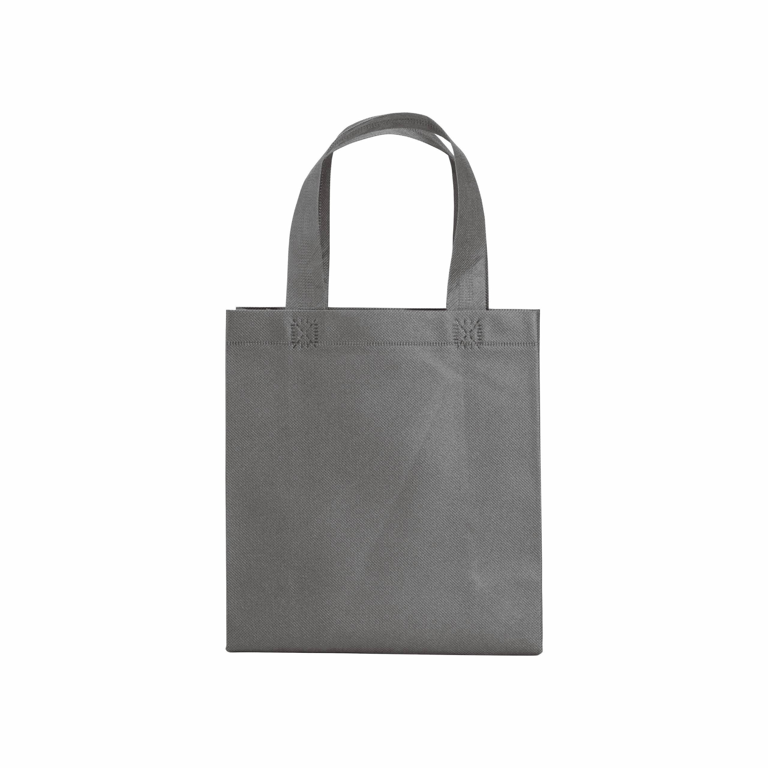 Bolsita de tejido sin tejer termosoldado, asas cortas y fuelle, Gris, , , ,