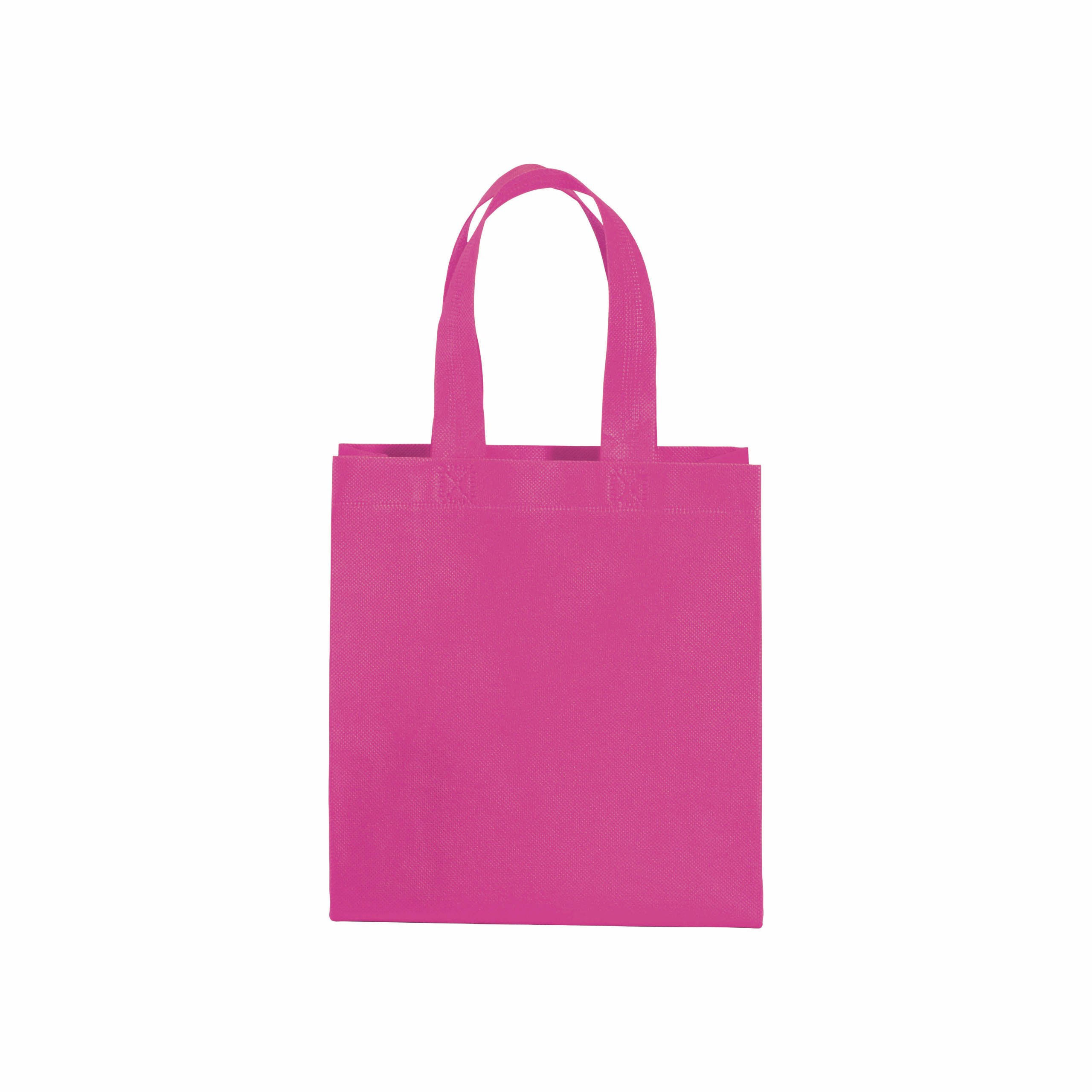 Bolsita de tejido sin tejer termosoldado, asas cortas y fuelle, Rosado, , , ,