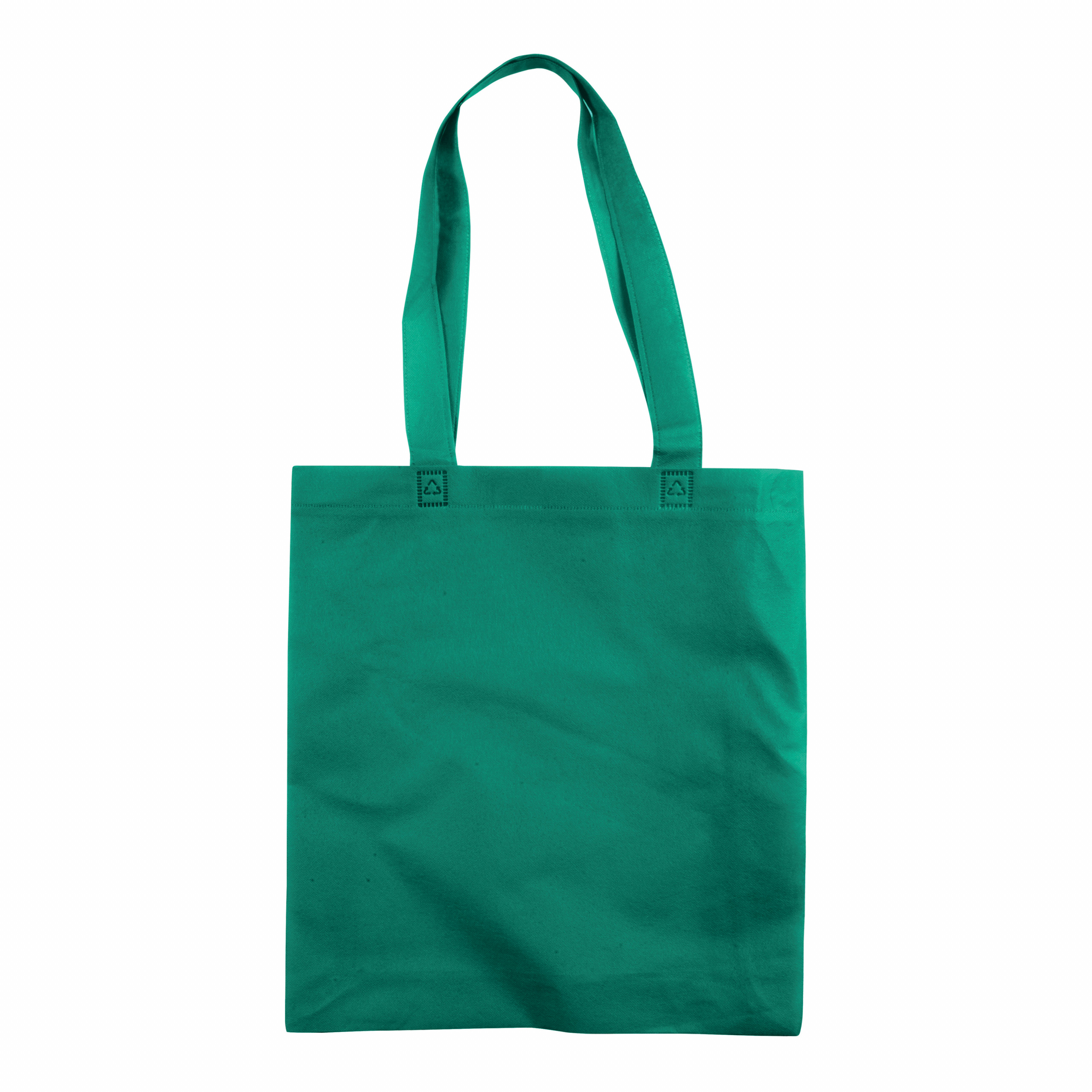 Bolsa de tejido sin tejer termosoldado, asas largas y fuelle, Verde, , , ,