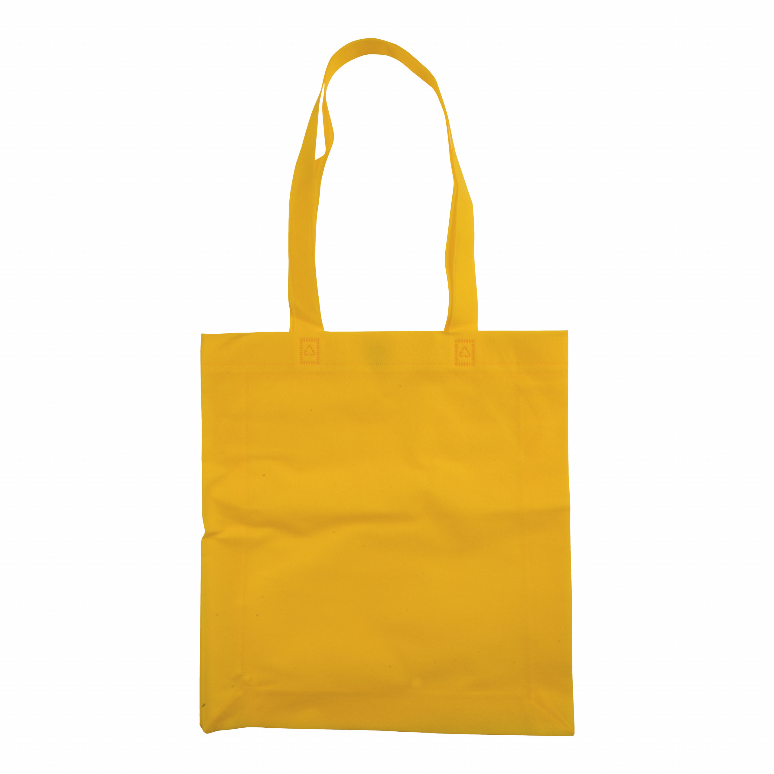 Bolsa de tejido sin tejer termosoldado, asas largas y fuelle, Amarillo, , , ,
