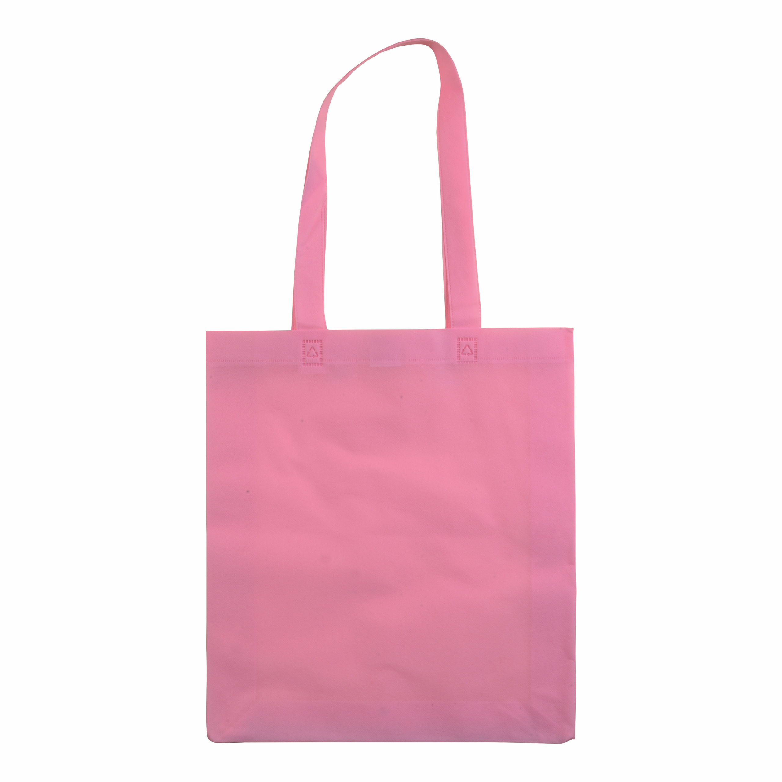 Bolsa de tejido sin tejer termosoldado, asas largas y fuelle, Rosado, , , ,