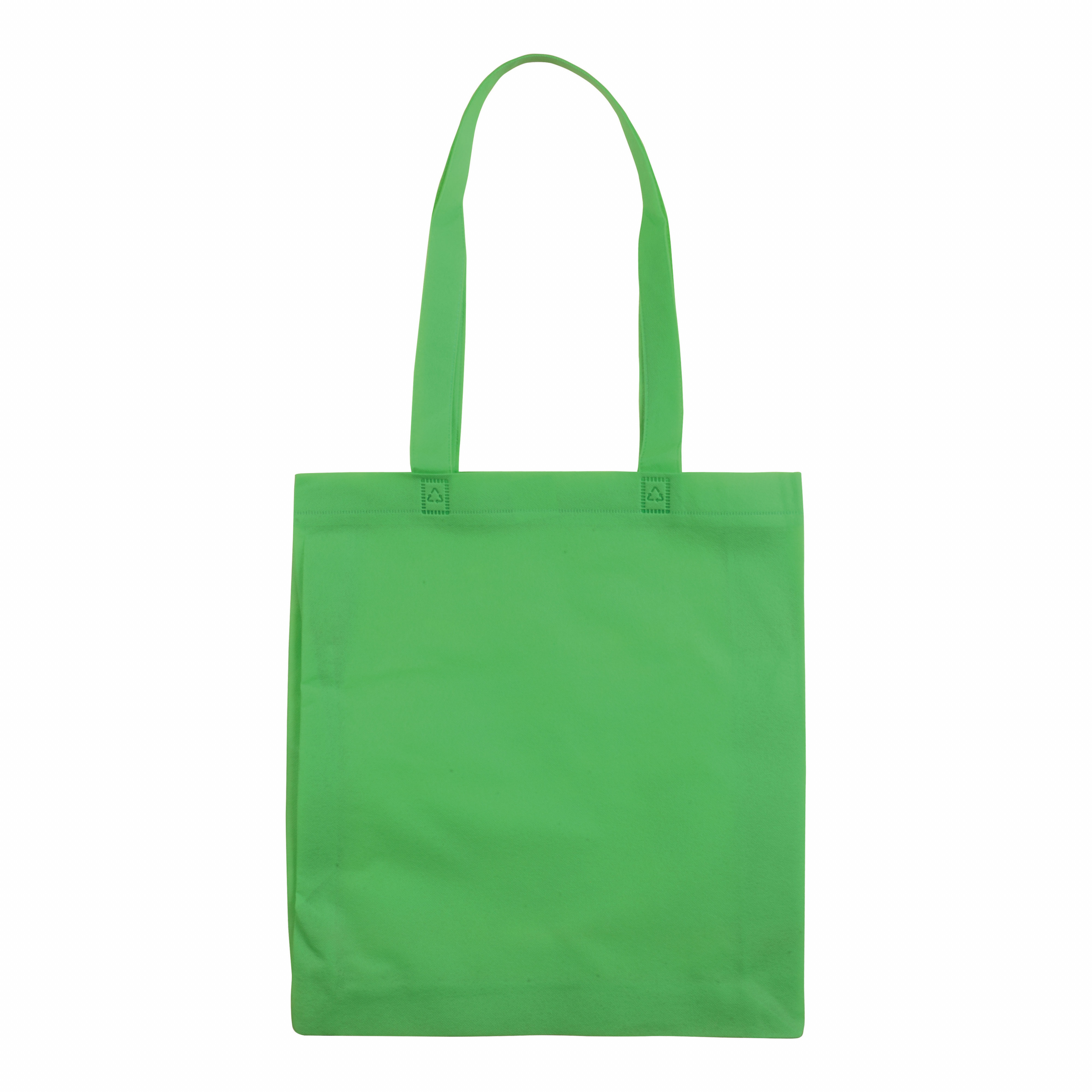 Bolsa de tejido sin tejer termosoldado, asas largas y fuelle, Verde metz, , , ,