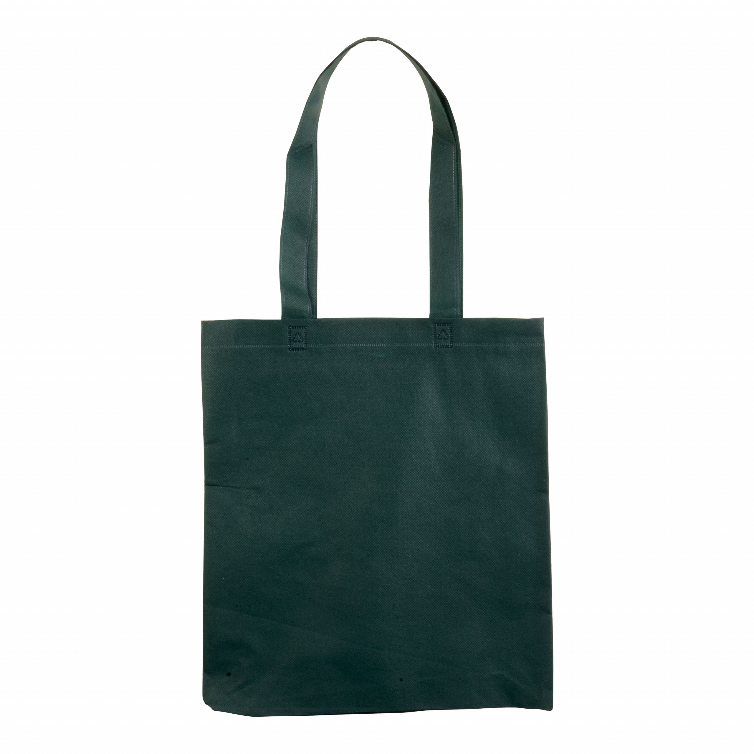 Bolsa de tejido sin tejer termosoldado, asas largas y fuelle, Verde oscuro, , , ,