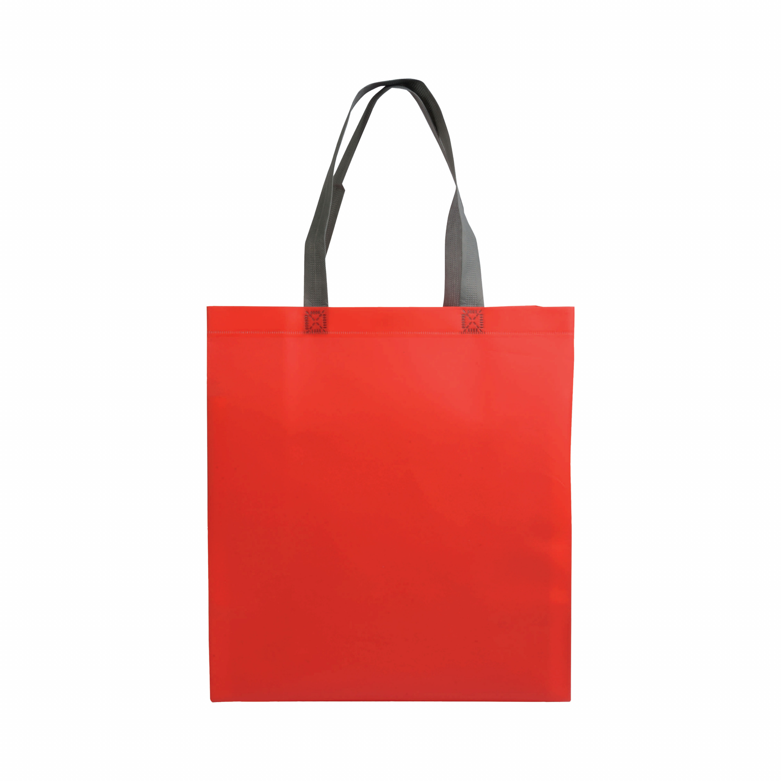 Bolsita de tejido sin tejer laminado, asas cortas y fuelle, Rojo, , , ,