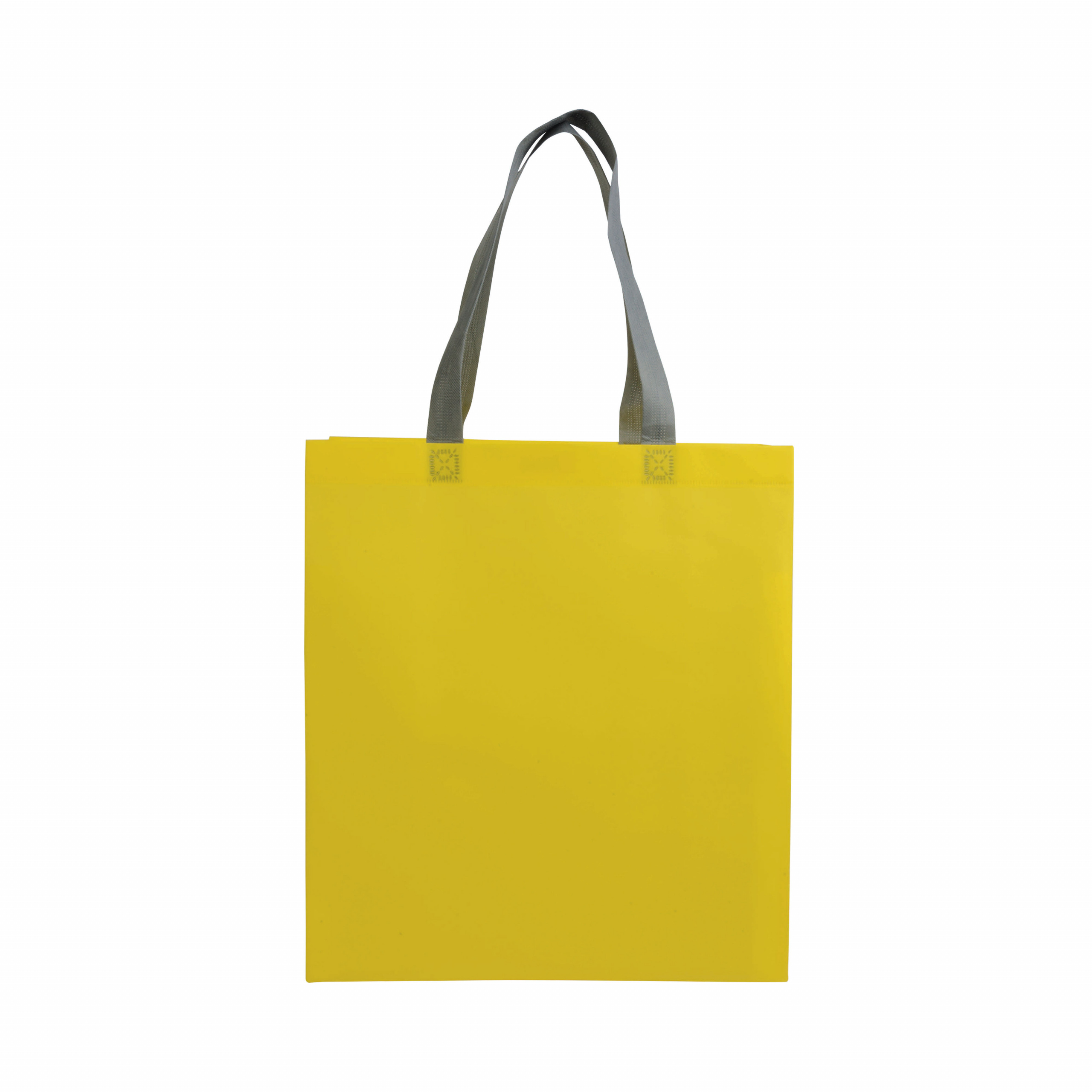 Bolsita de tejido sin tejer laminado, asas cortas y fuelle, Amarillo, , , ,