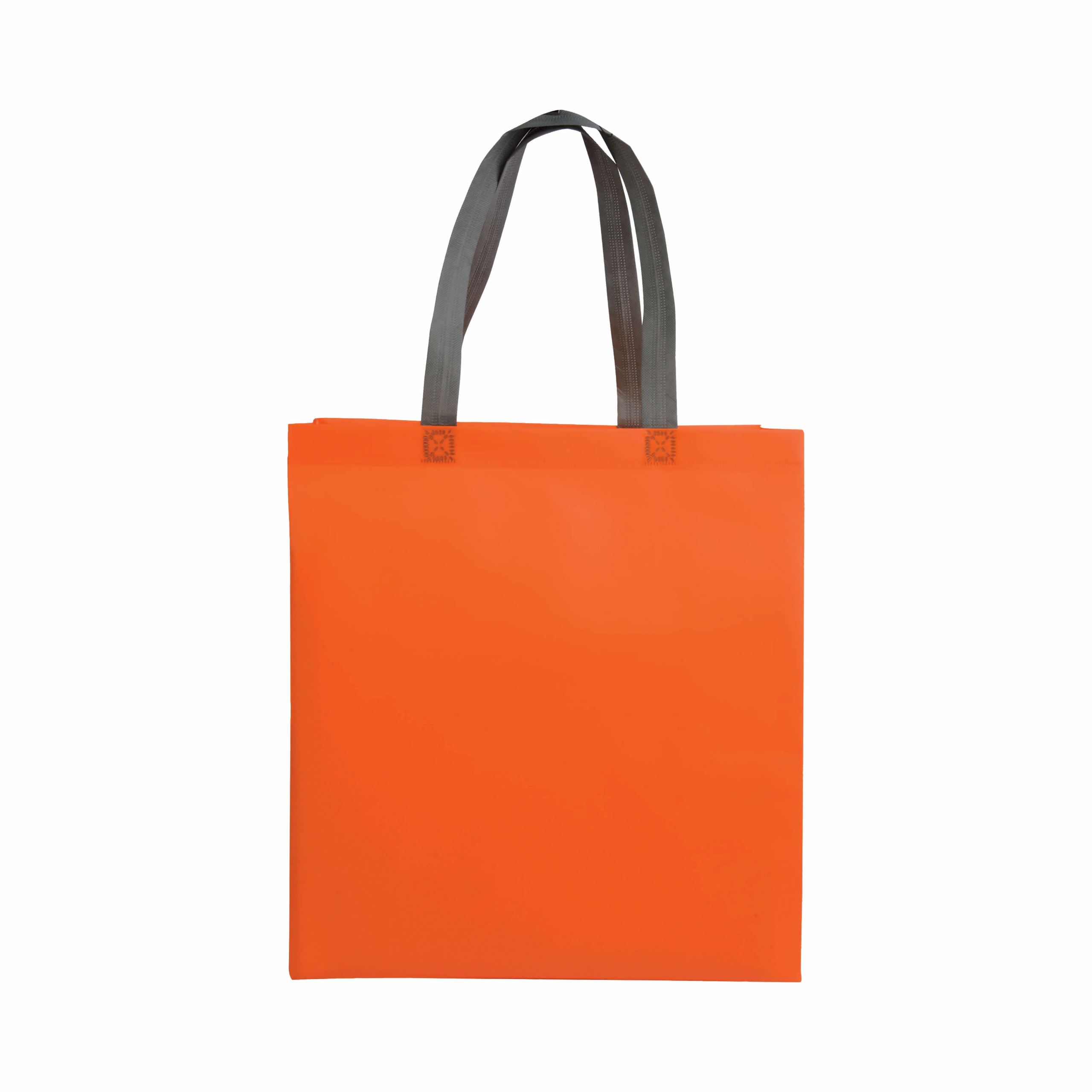 Bolsita de tejido sin tejer laminado, asas cortas y fuelle, Naranja, , , ,
