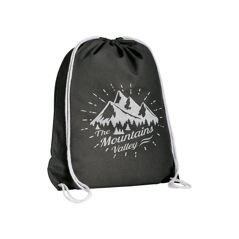 Mochila de algodón 135 g/m2 con esquinas reforzadas, Negro, , , ,