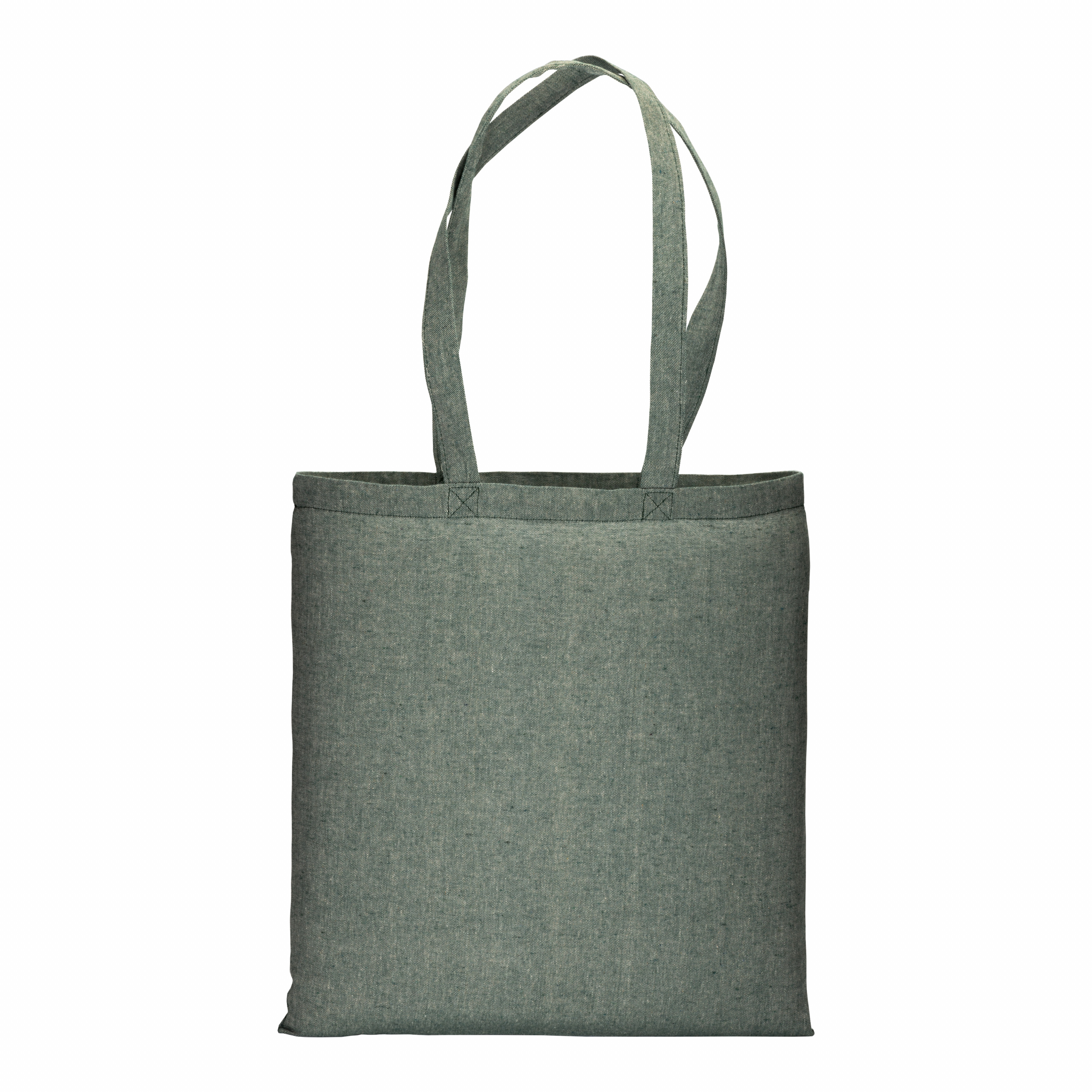 Bolsa de algodón reciclado efecto melange, mangos largos, Verde, , , ,