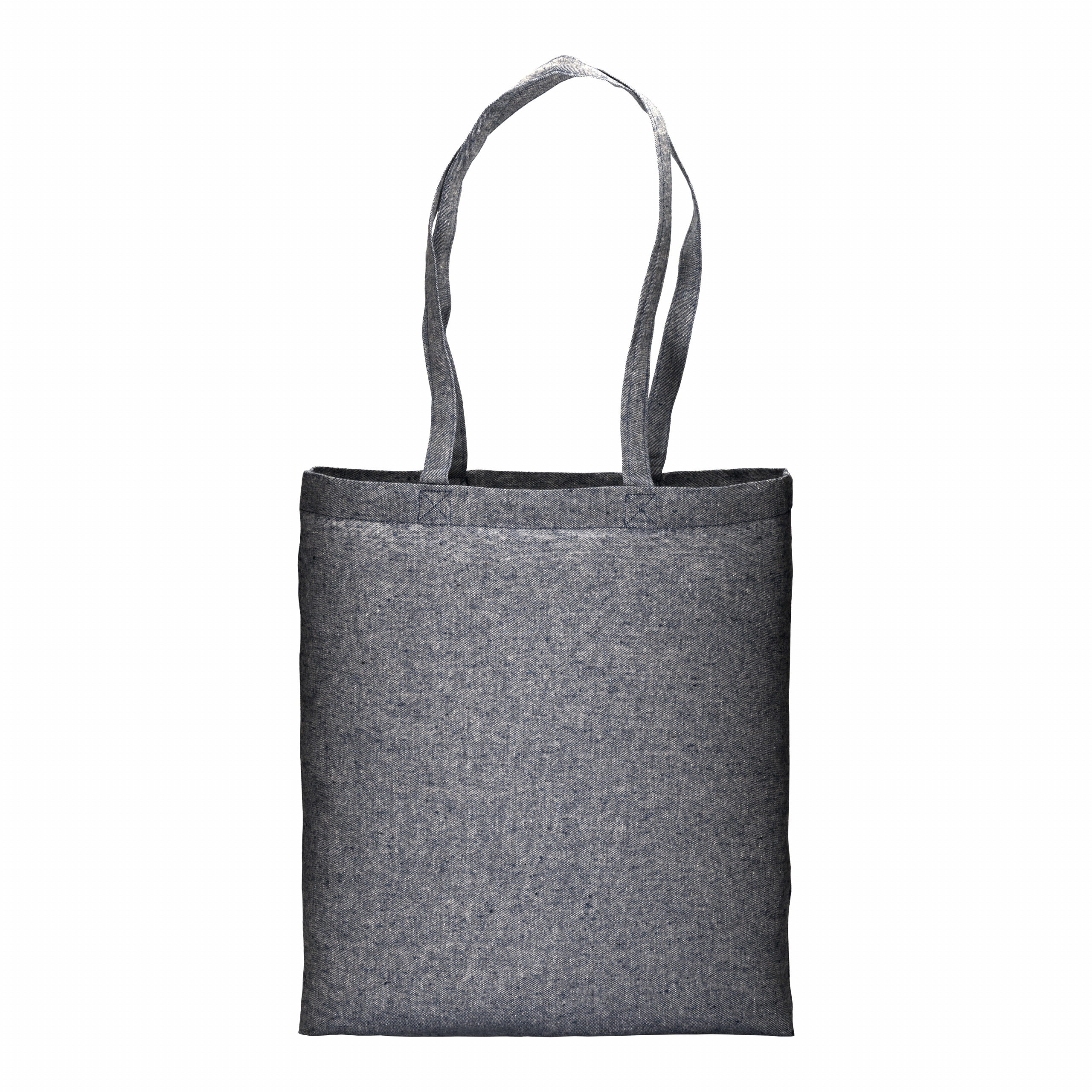 Bolsa de algodón reciclado efecto melange, mangos largos, Azul, , , ,
