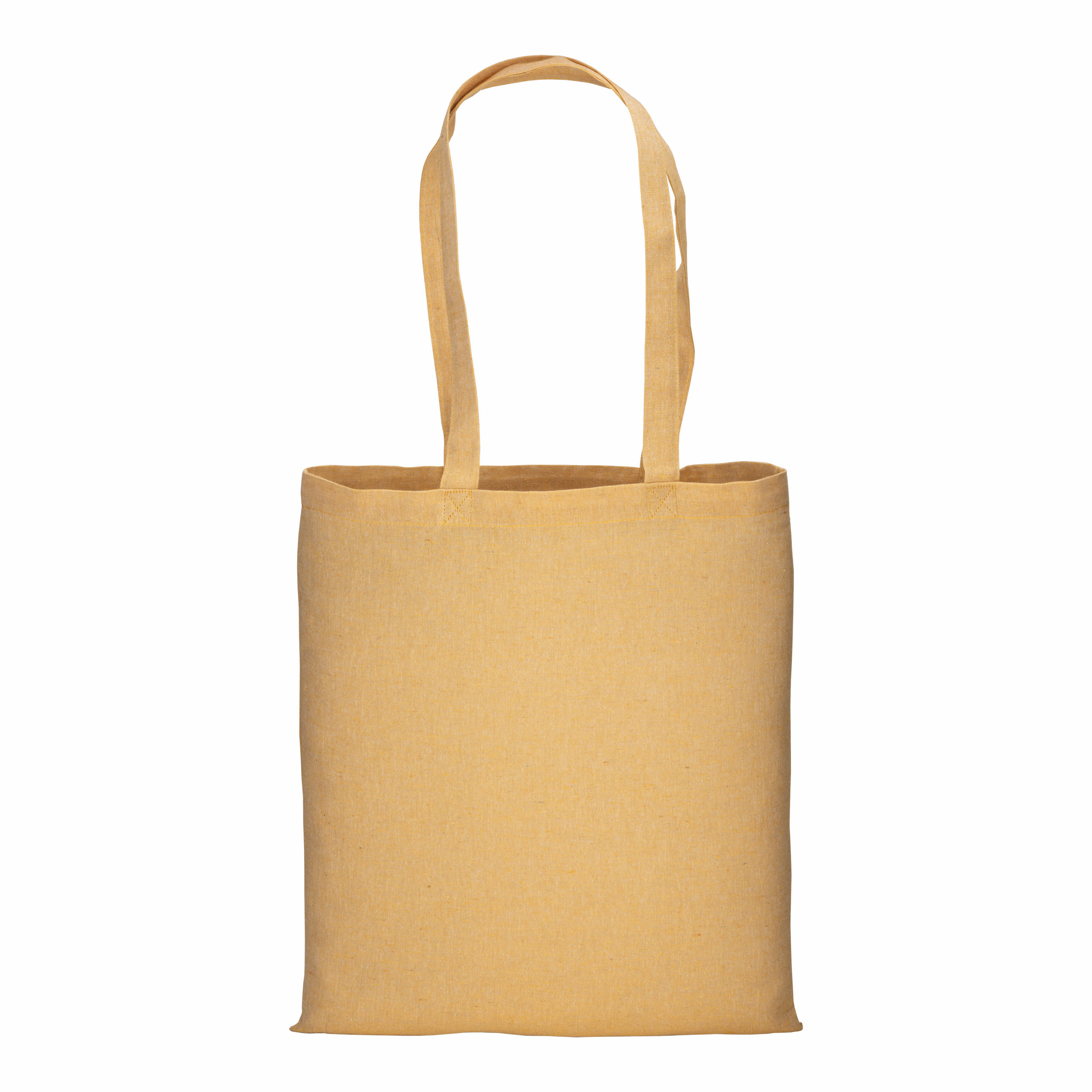 Bolsa de algodón reciclado efecto melange, mangos largos, Amarillo, , , ,