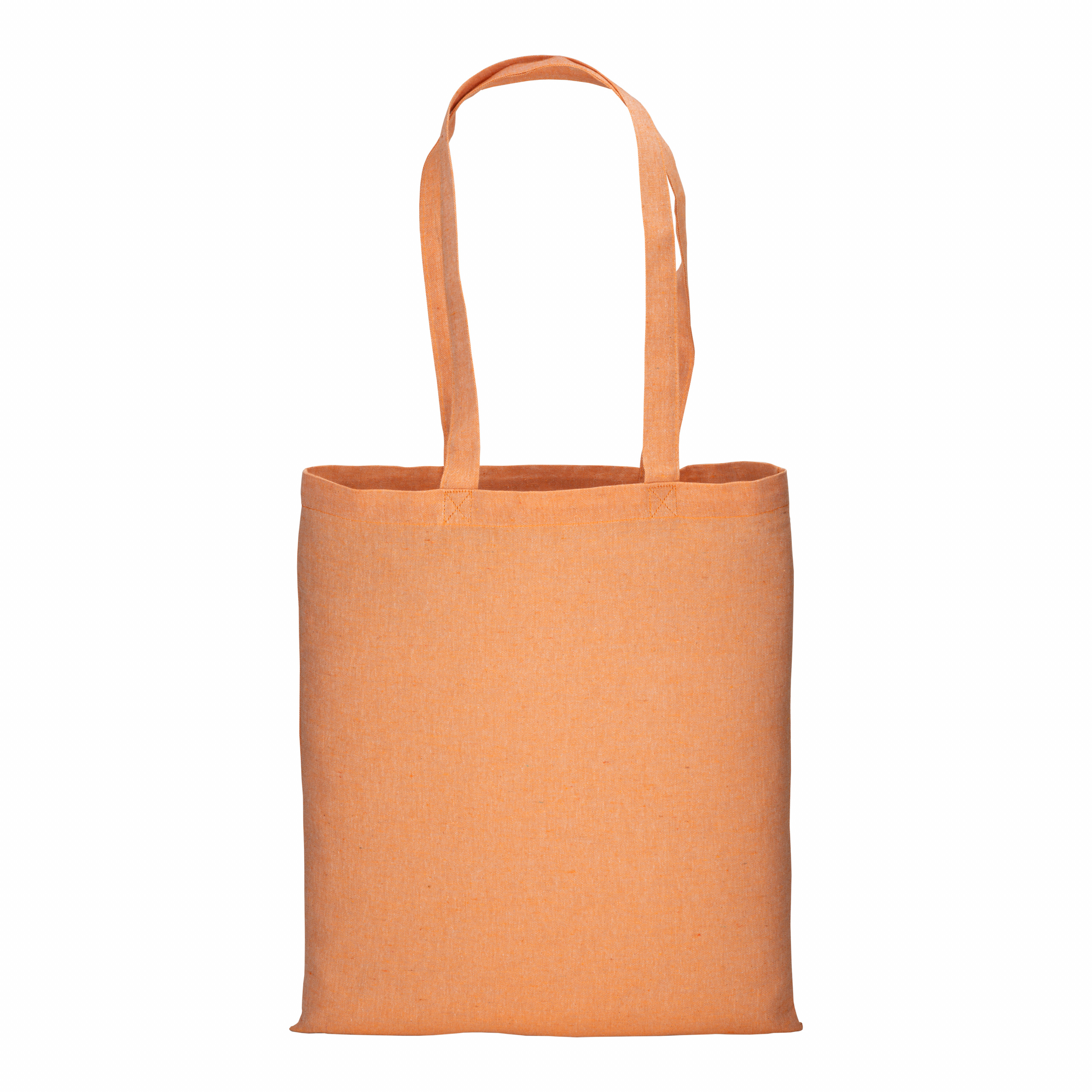 Bolsa de algodón reciclado efecto melange, mangos largos, Naranja, , , ,
