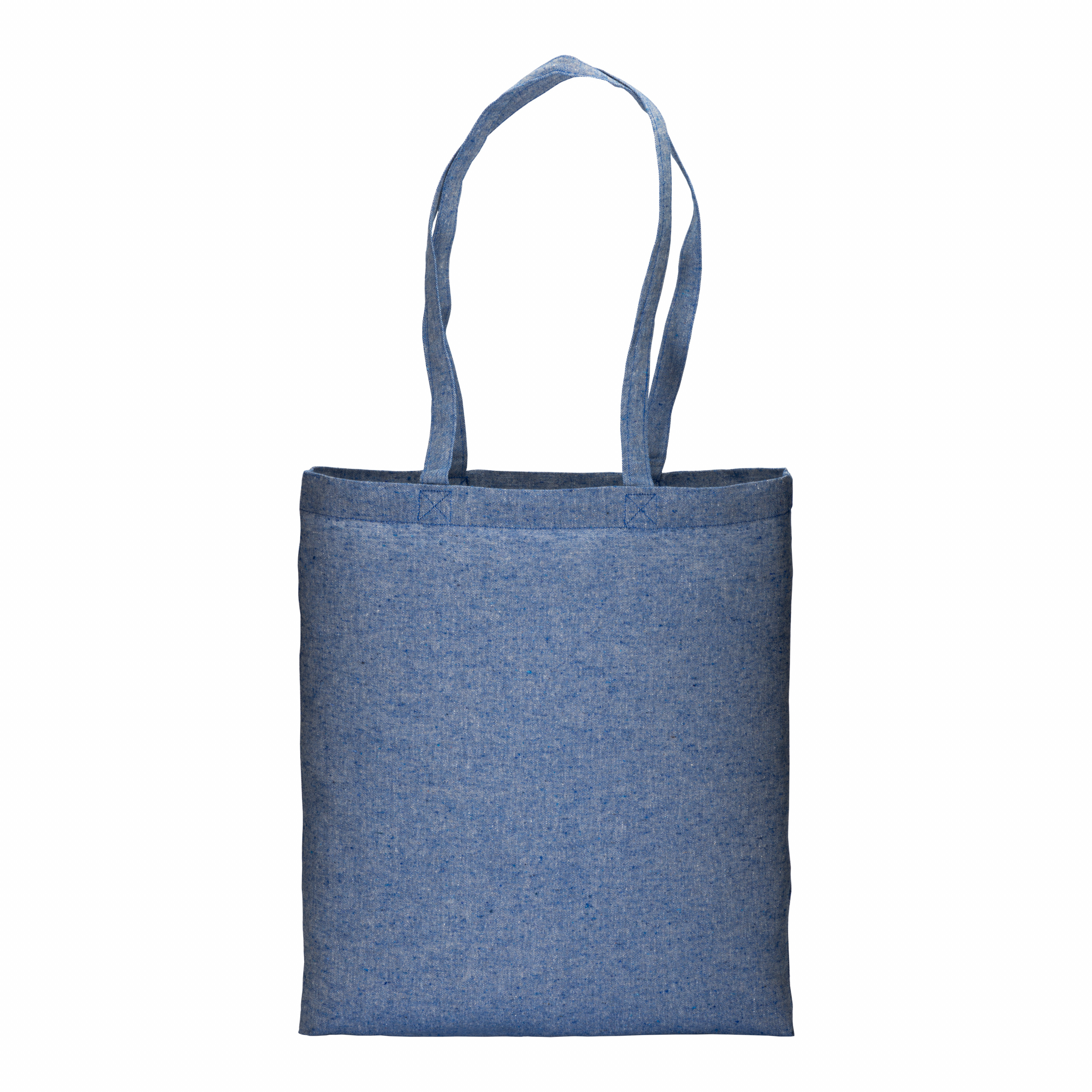 Bolsa de algodón reciclado efecto melange, mangos largos, Royal, , , ,
