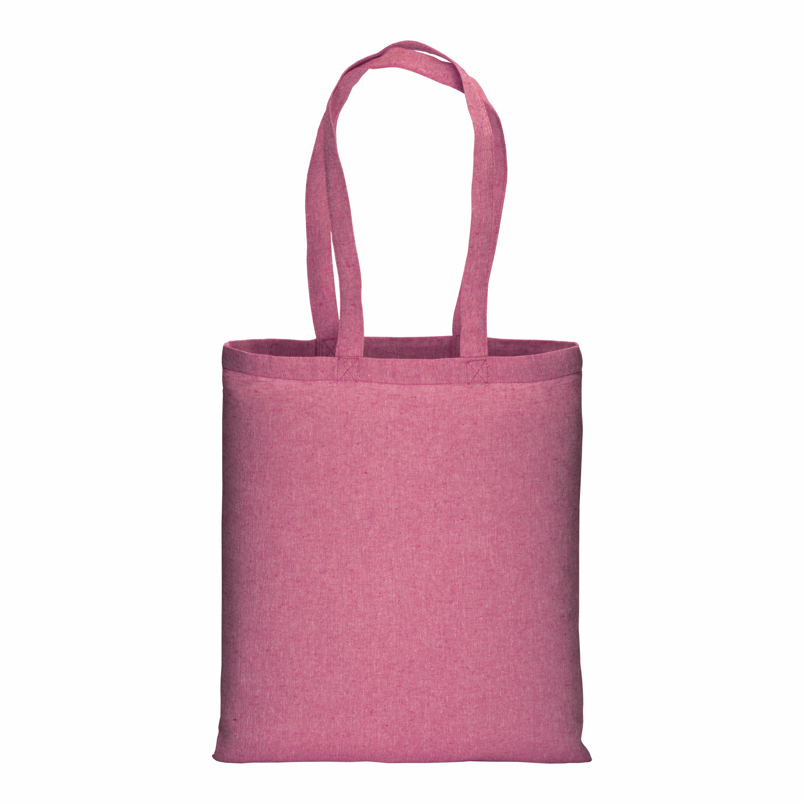 Bolsa de algodón reciclado efecto melange, mangos largos, Rosado, , , ,
