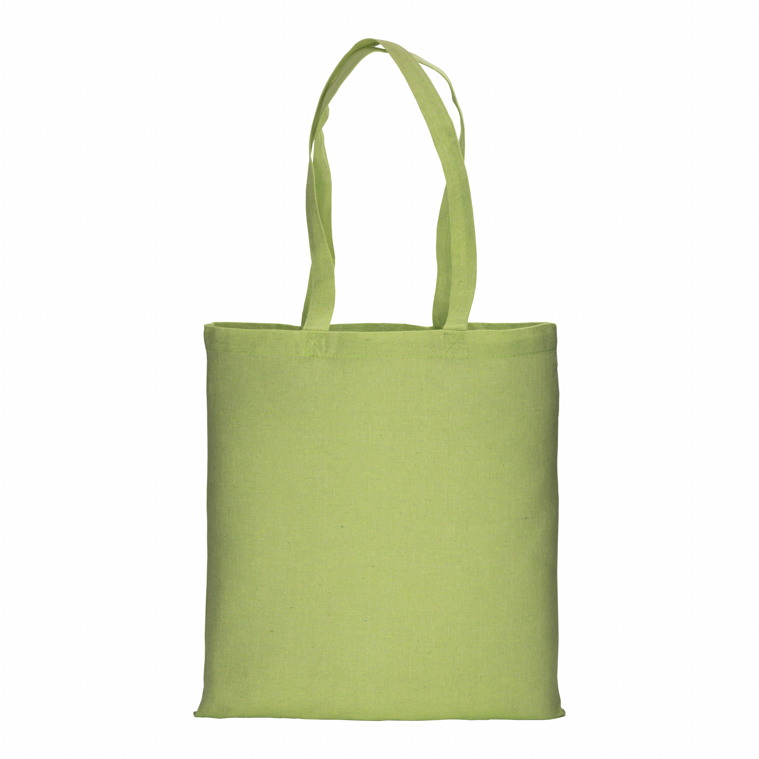 Bolsa de algodón reciclado efecto melange, mangos largos, Verde metz, , , ,
