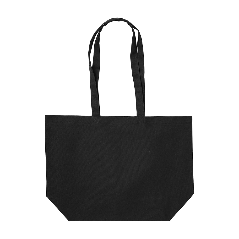 Bolsa de algodon, asas largas y fuelle, Negro, , , ,
