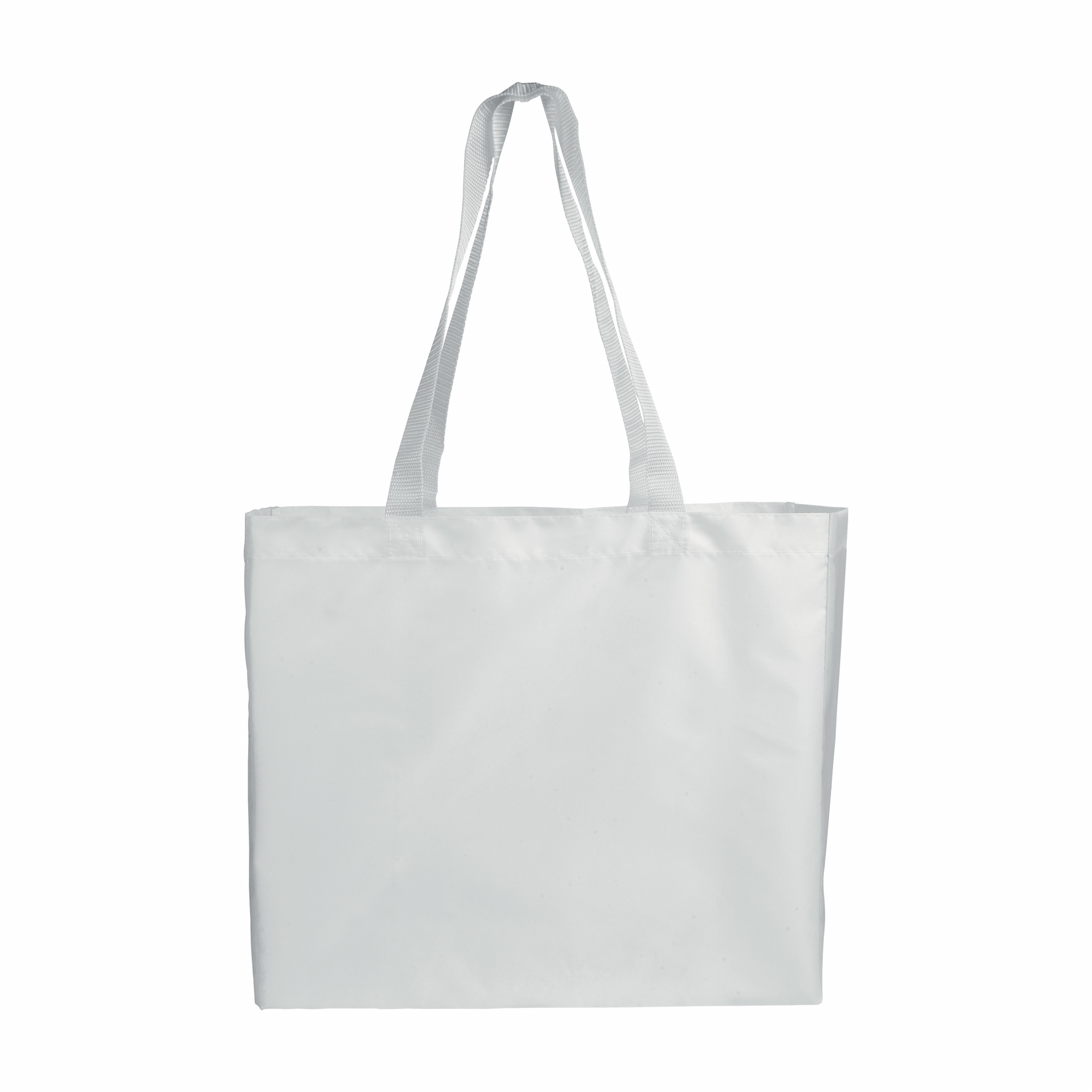 Bolsa blanca de poliéster, asas y fuelle coloradas, Blanco, , , ,