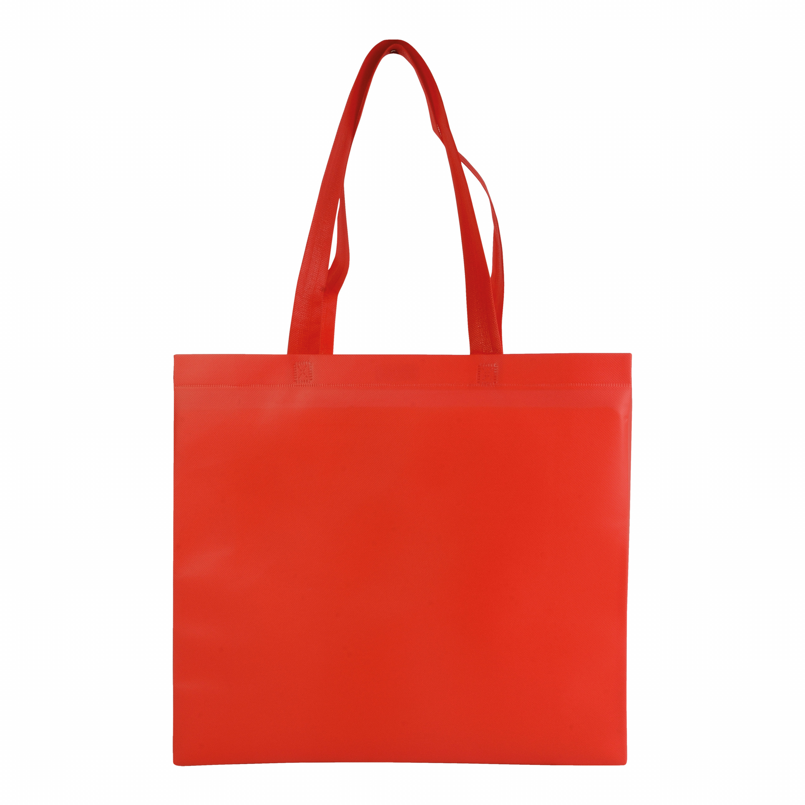 Bolsa laminada de tejido sin tejer, asas largas y fuelle, Rojo, , , ,