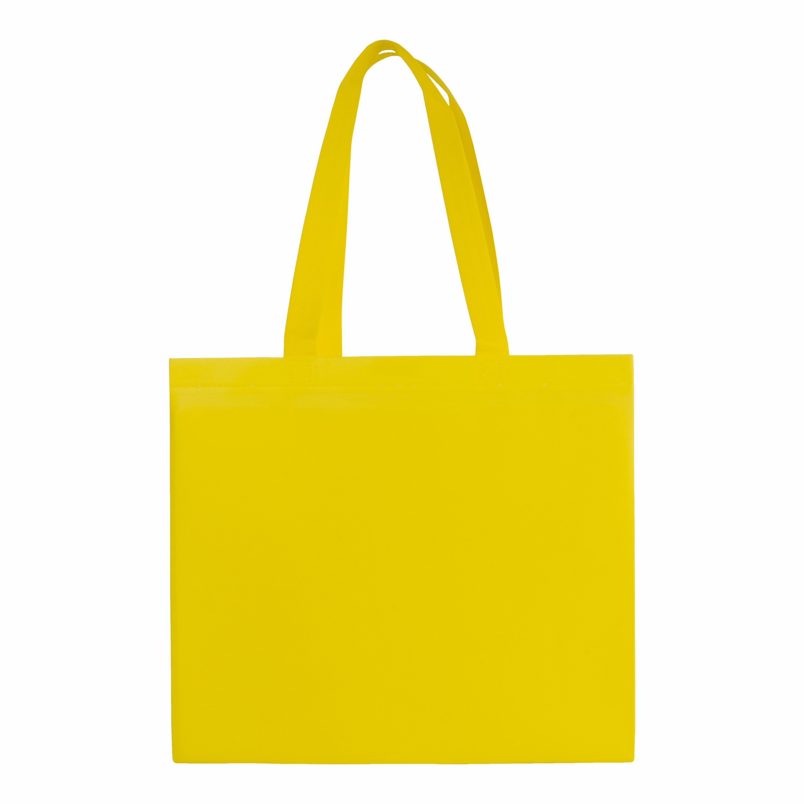 Bolsa laminada de tejido sin tejer, asas largas y fuelle, Amarillo, , , ,
