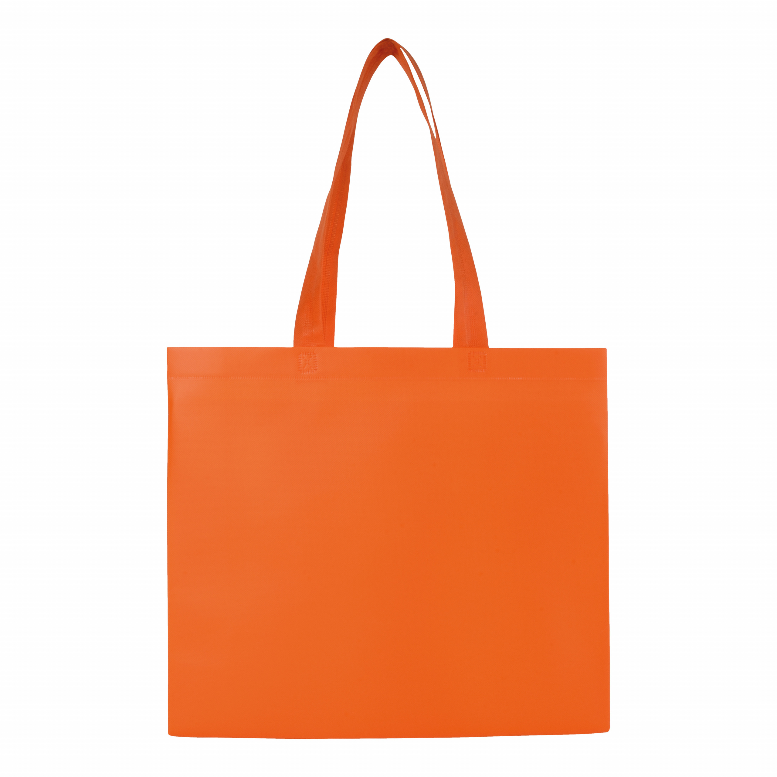 Bolsa laminada de tejido sin tejer, asas largas y fuelle, Naranja, , , ,