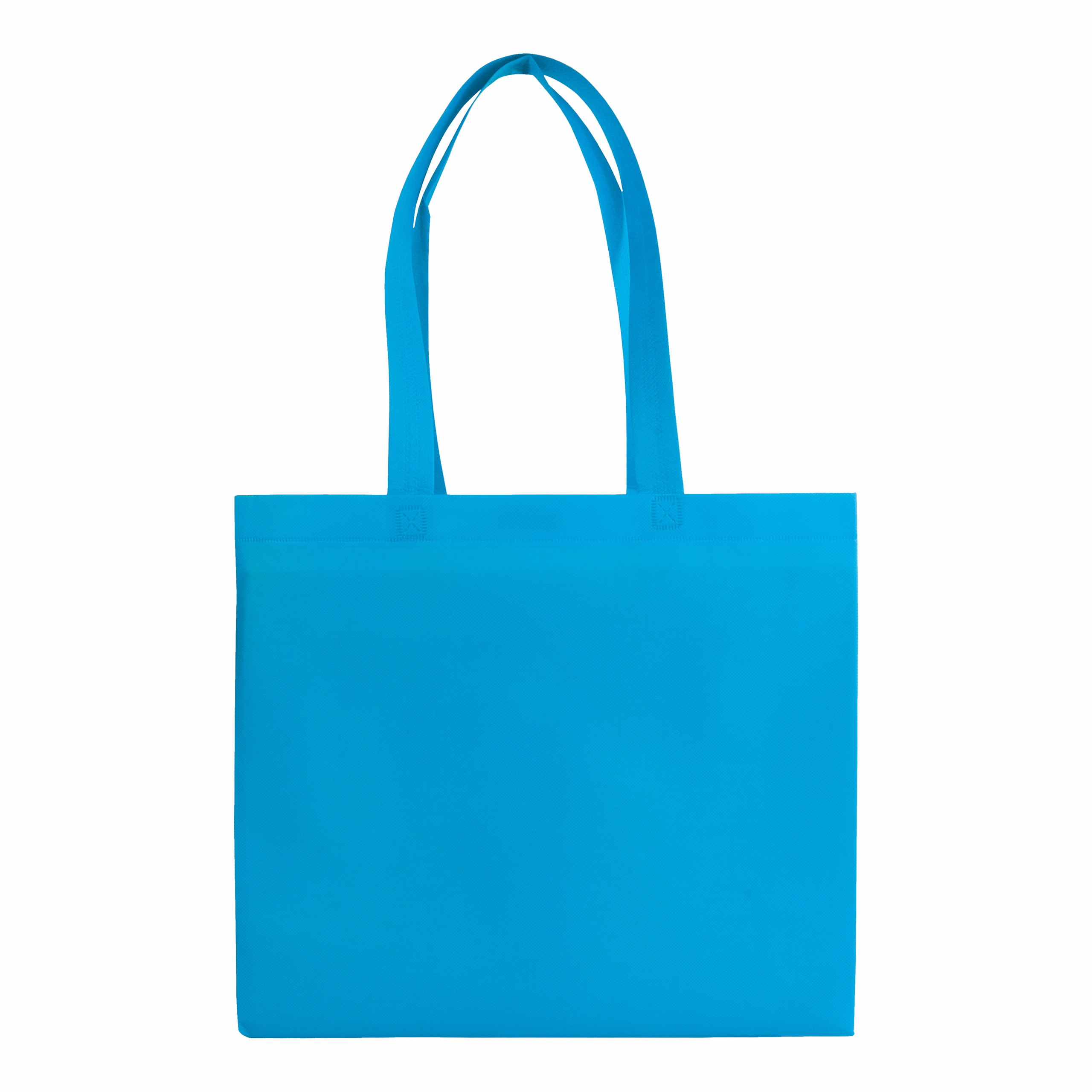 Bolsa laminada de tejido sin tejer, asas largas y fuelle, Celeste, , , ,