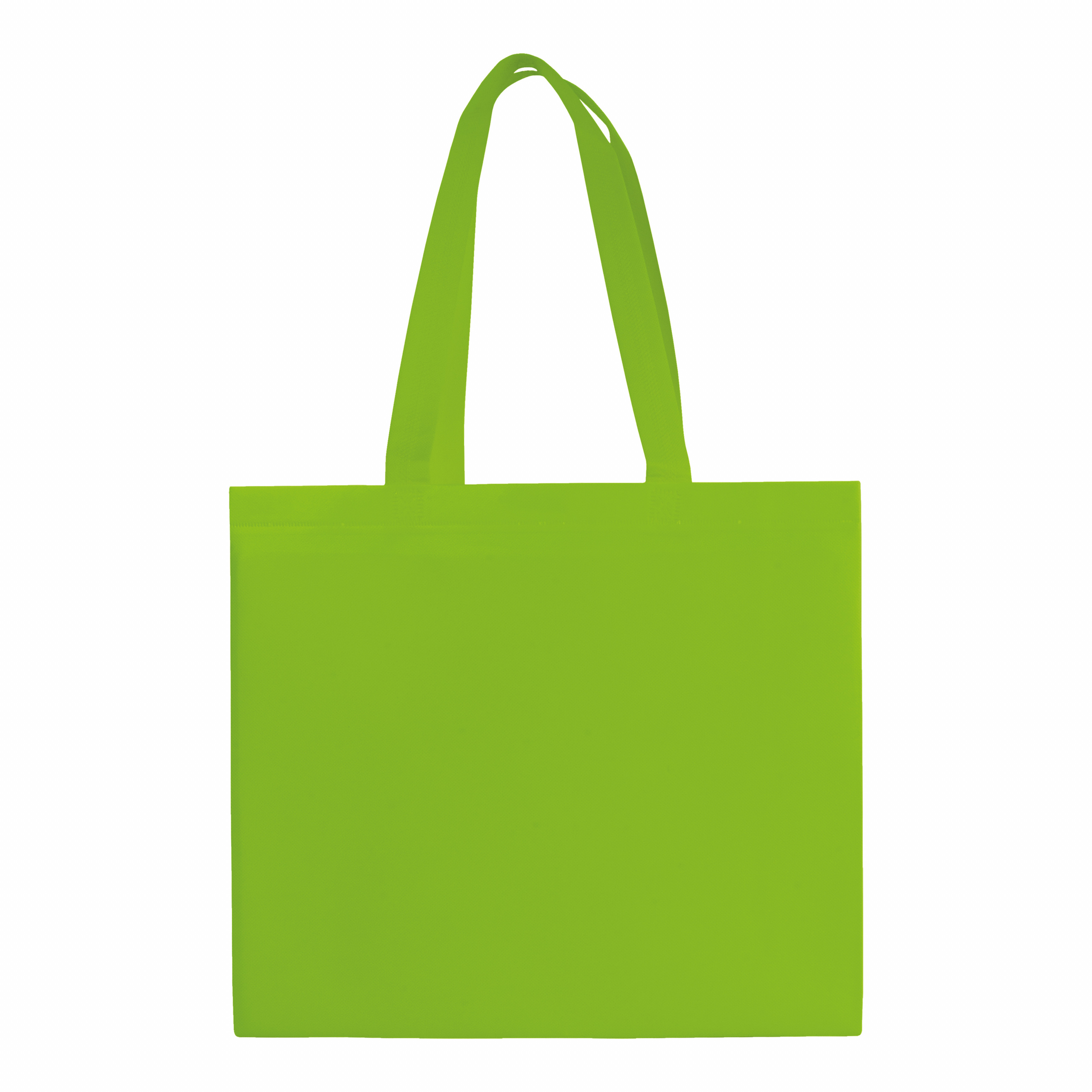 Bolsa laminada de tejido sin tejer, asas largas y fuelle, Verde metz, , , ,