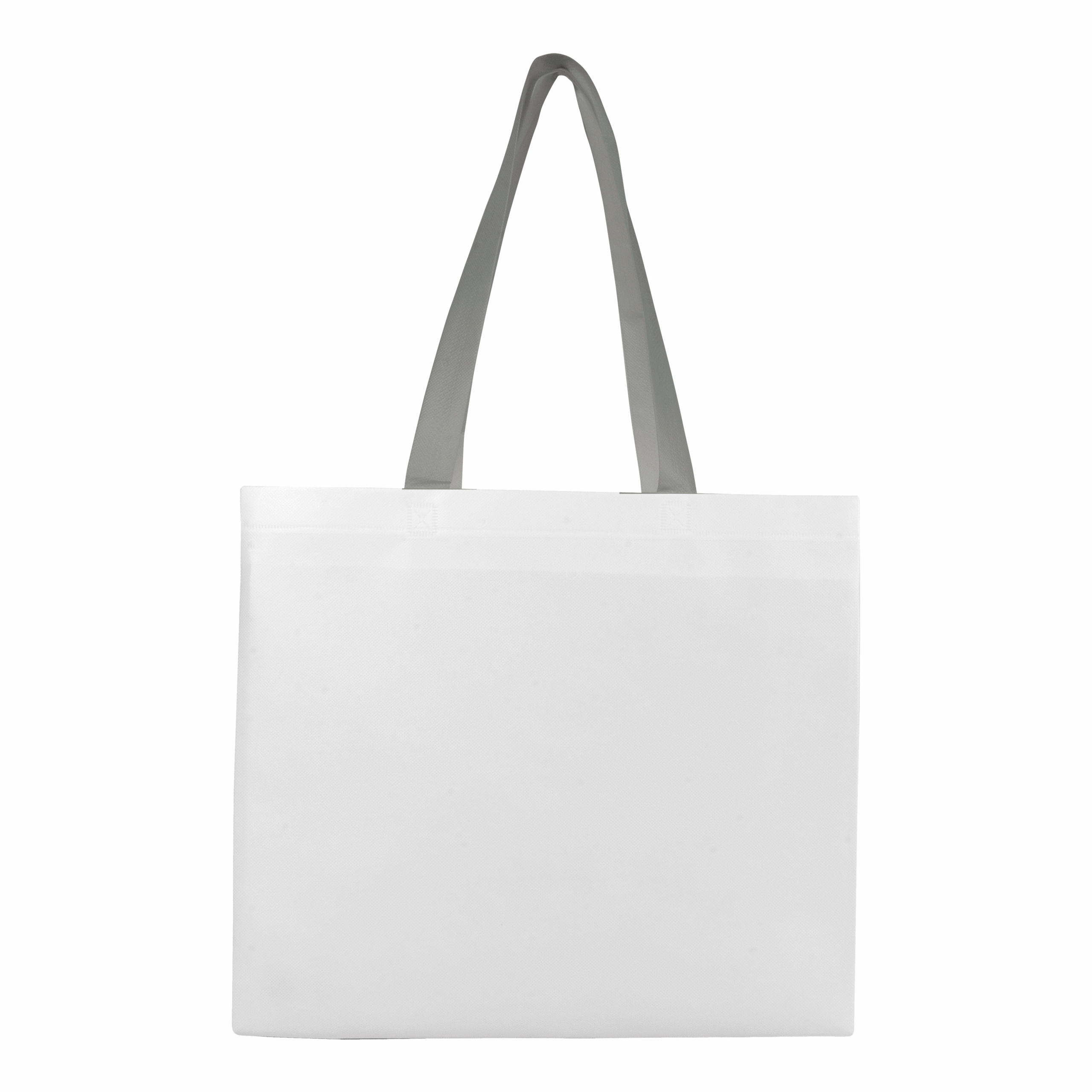 Bolsa laminada de tejido sin tejer, asas largas y fuelle, Blanco-gris, , , ,