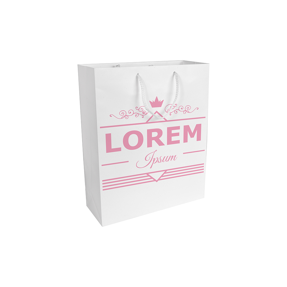 Bolsa de papel laminado mate 25x18x7 cm, Blanco, , , ,