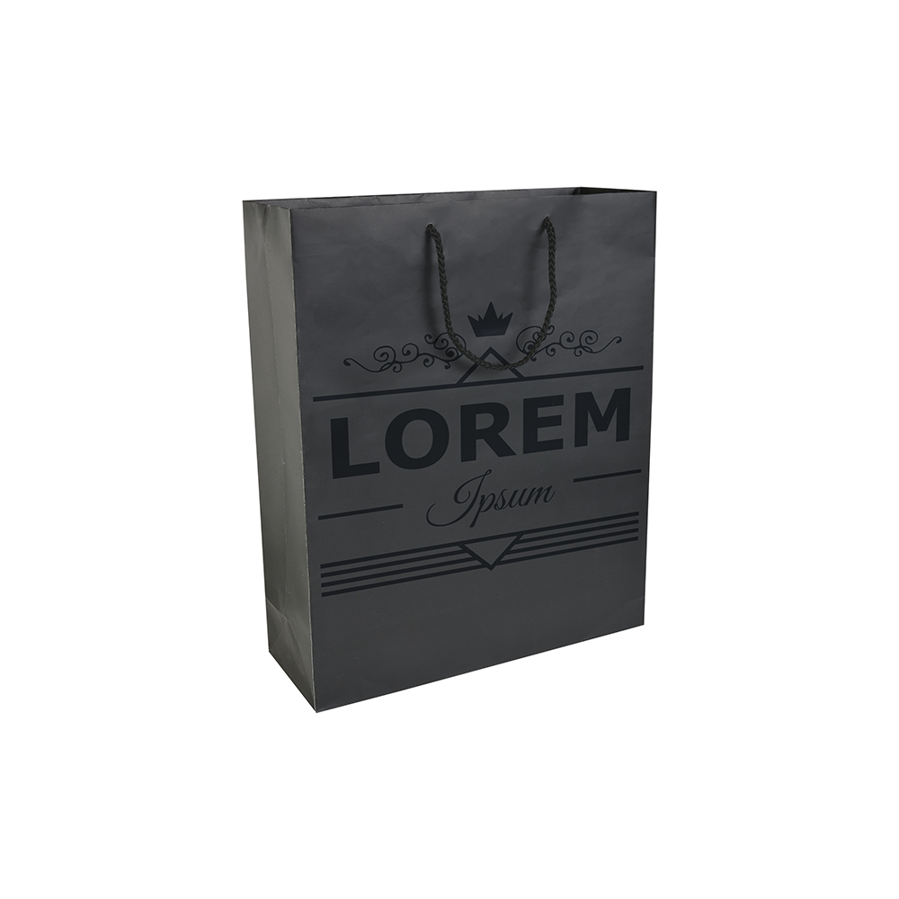 Bolsa de papel laminado mate 25x18x7 cm, Negro, , , ,