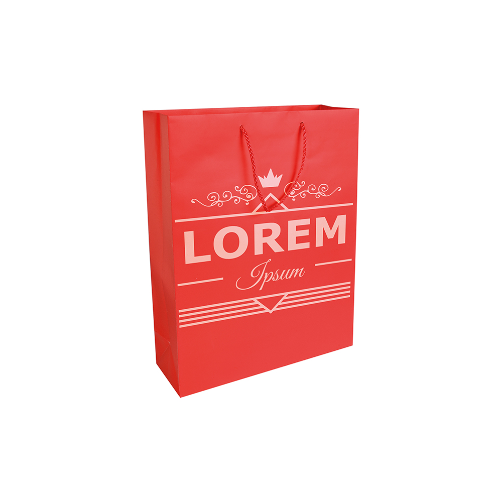 Bolsa de papel laminado mate 25x18x7 cm, Rojo, , , ,