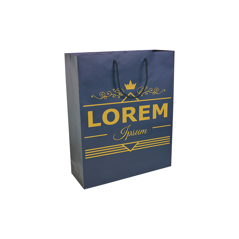 Bolsa de papel laminado mate 25x18x7 cm, Azul, , , ,