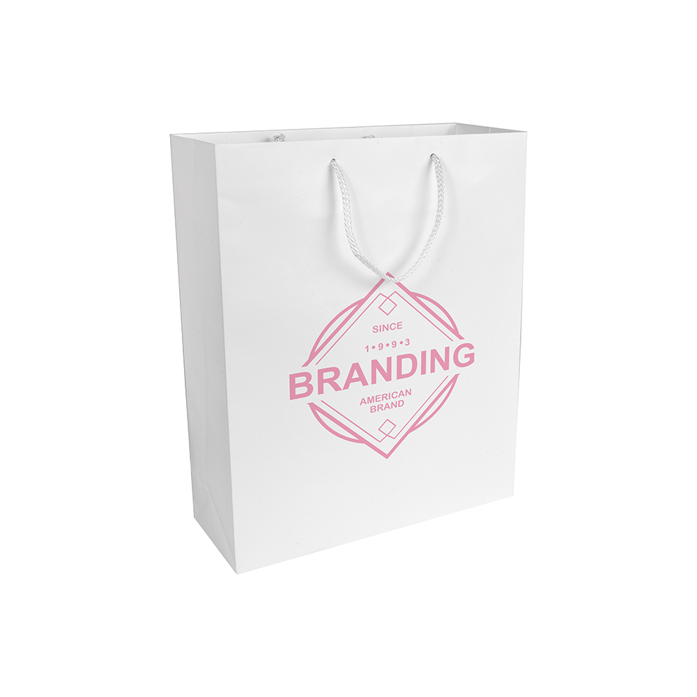 Bolsa de papel laminado mate  22x10x29  cm, Blanco, , , ,