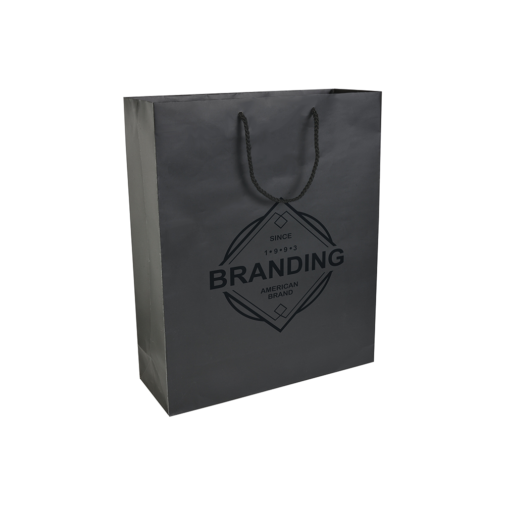 Bolsa de papel laminado mate  22x10x29  cm, Negro, , , ,