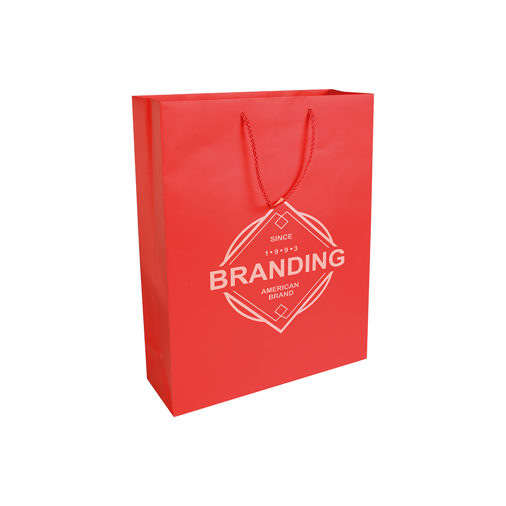 Bolsa de papel laminado mate  22x10x29  cm, Rojo, , , ,