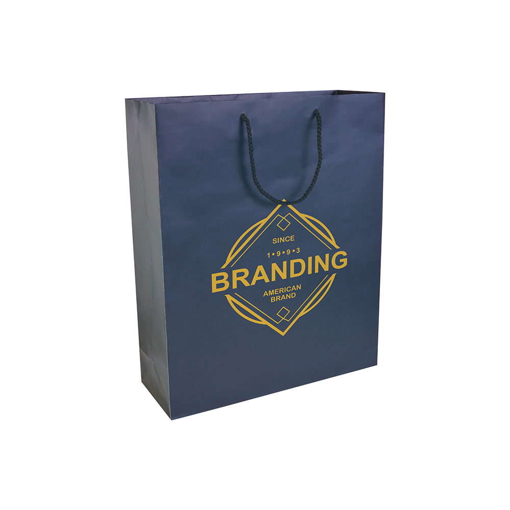 Bolsa de papel laminado mate  22x10x29  cm, Azul, , , ,