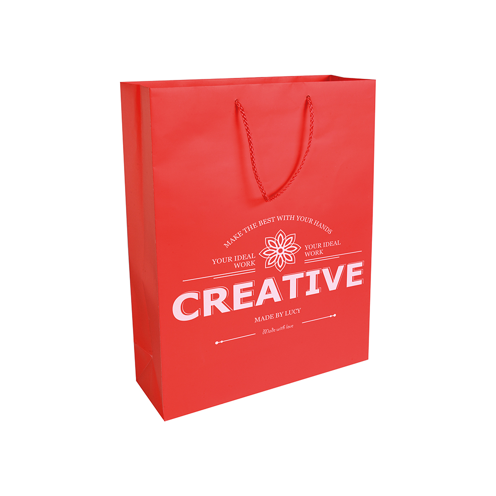Bolsa de papel laminado mate 35x26x11 cm, Rojo, , , ,